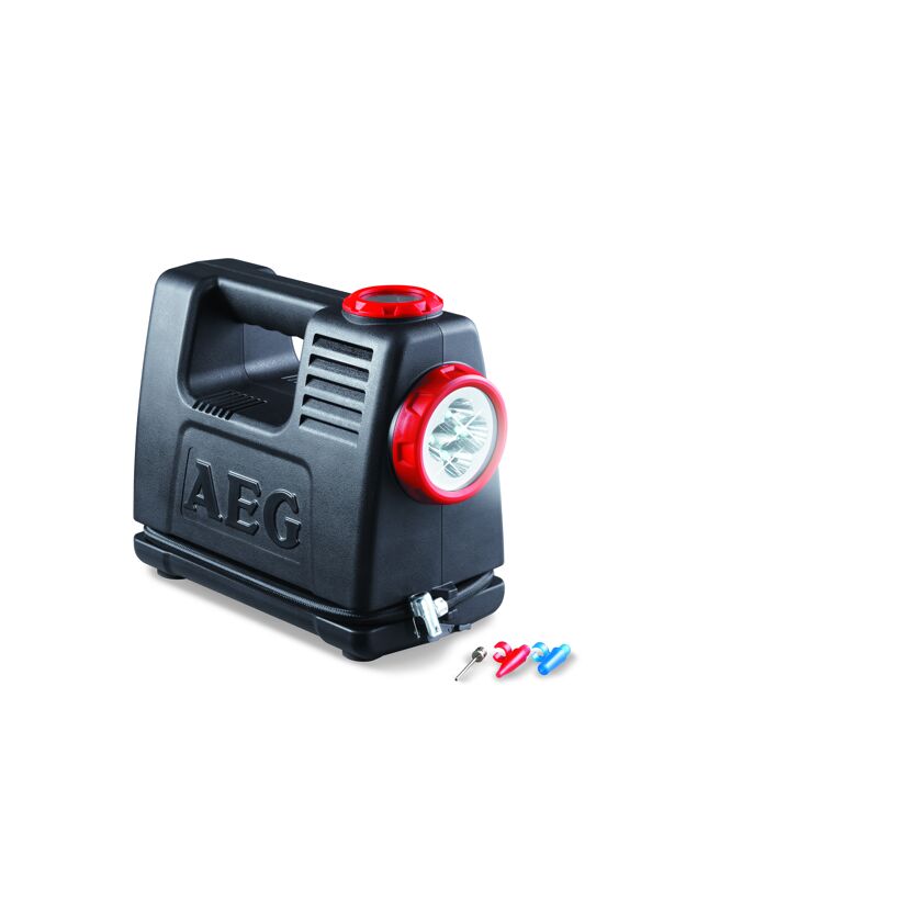 Schwarze AEG Luft-Energiestation mit roter LED-Leuchte