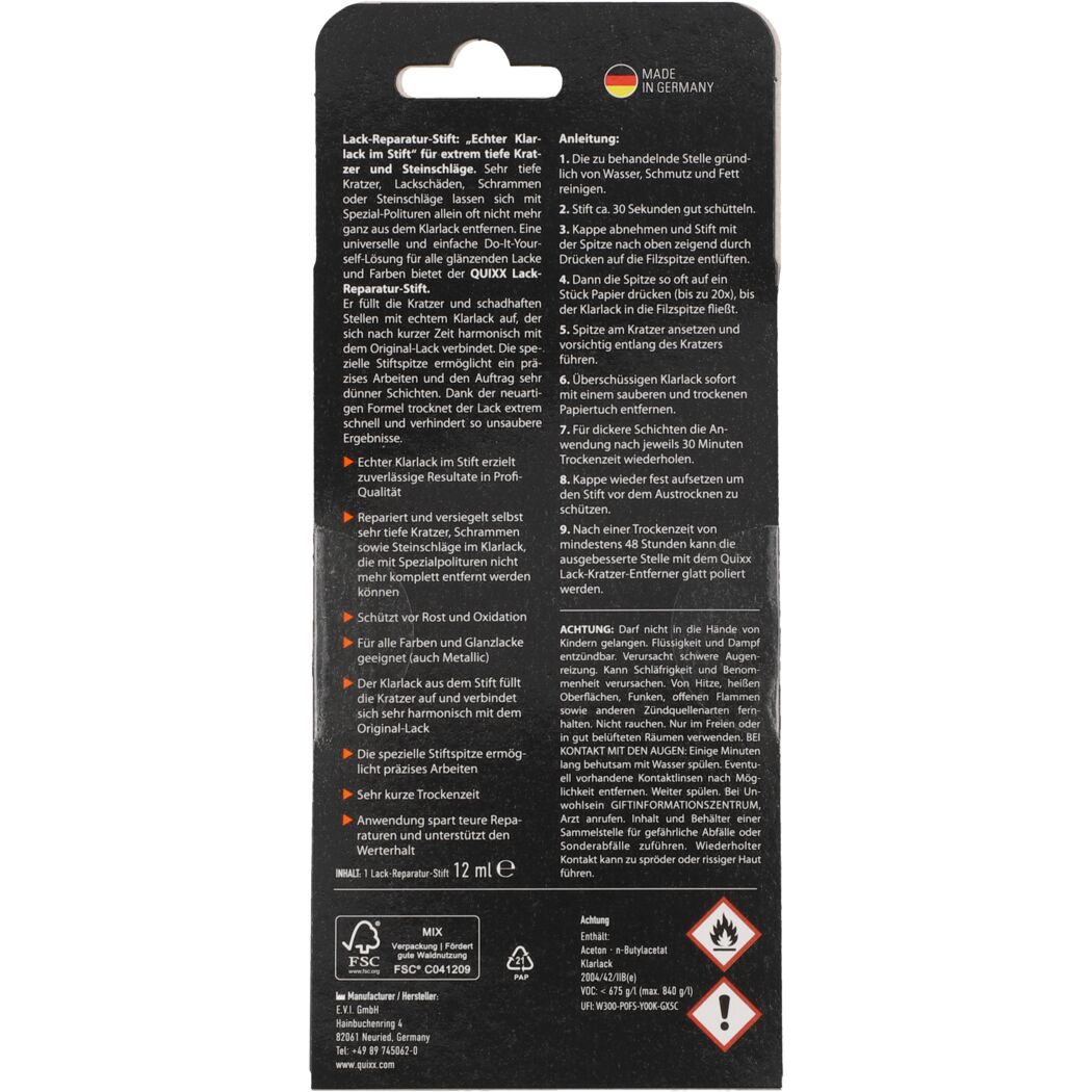 Rückseite Quixx Lack-Reparatur-Stift