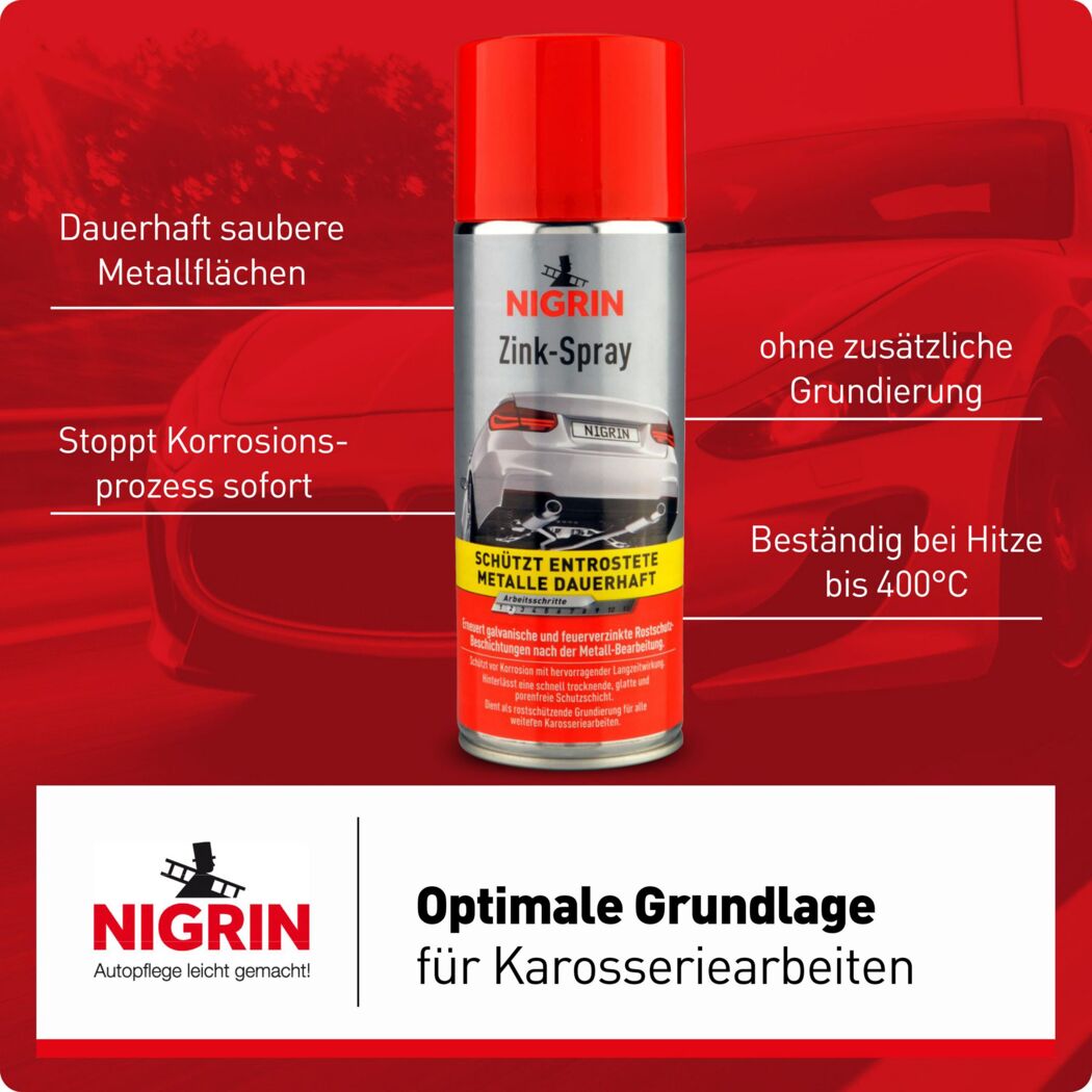 NIGRIN Zinkspray für Rostschutz und Grundierung, 400ml Dose