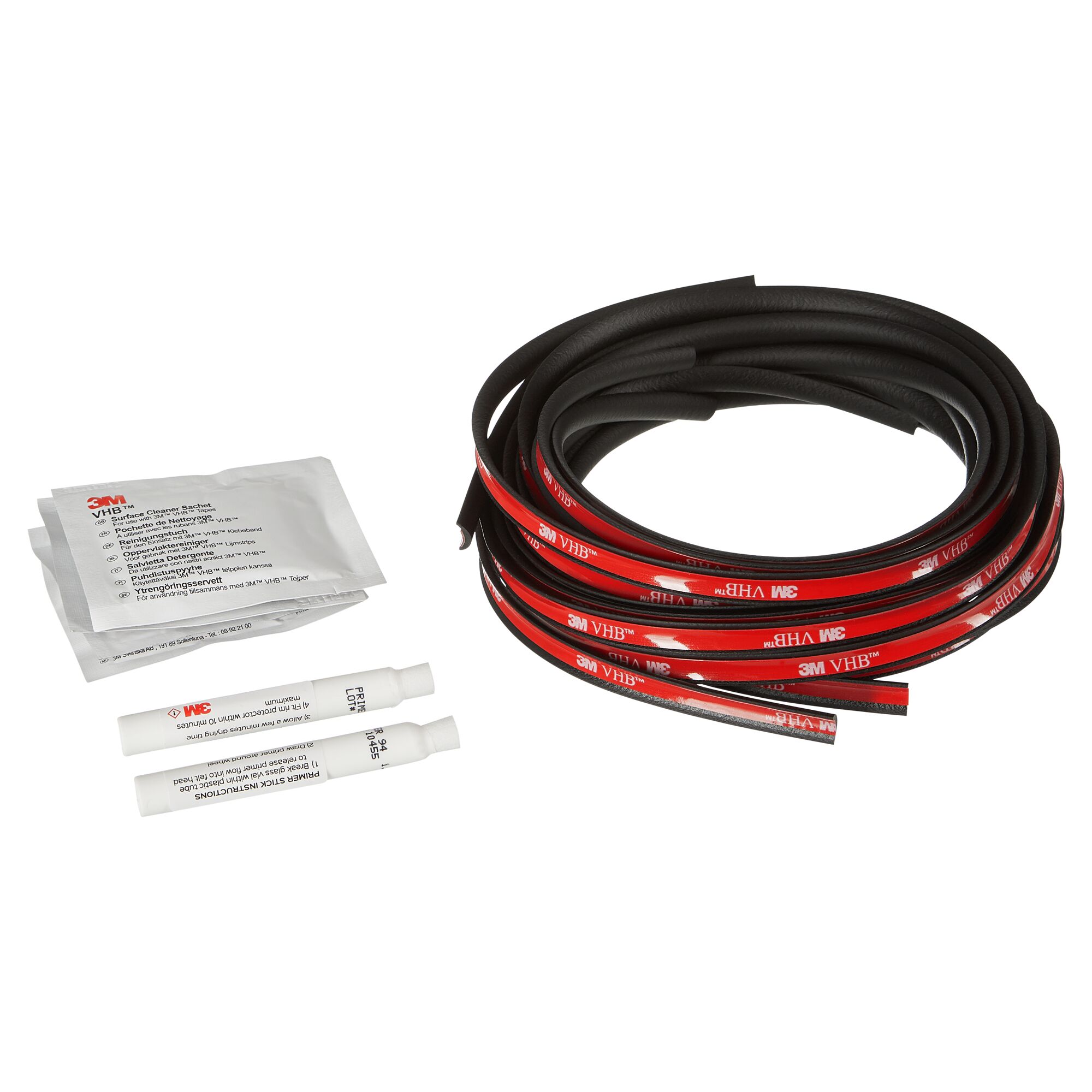 Schwarzer 3M™ VHB™ Felgenschutz, Reinigungstücher und Primer
