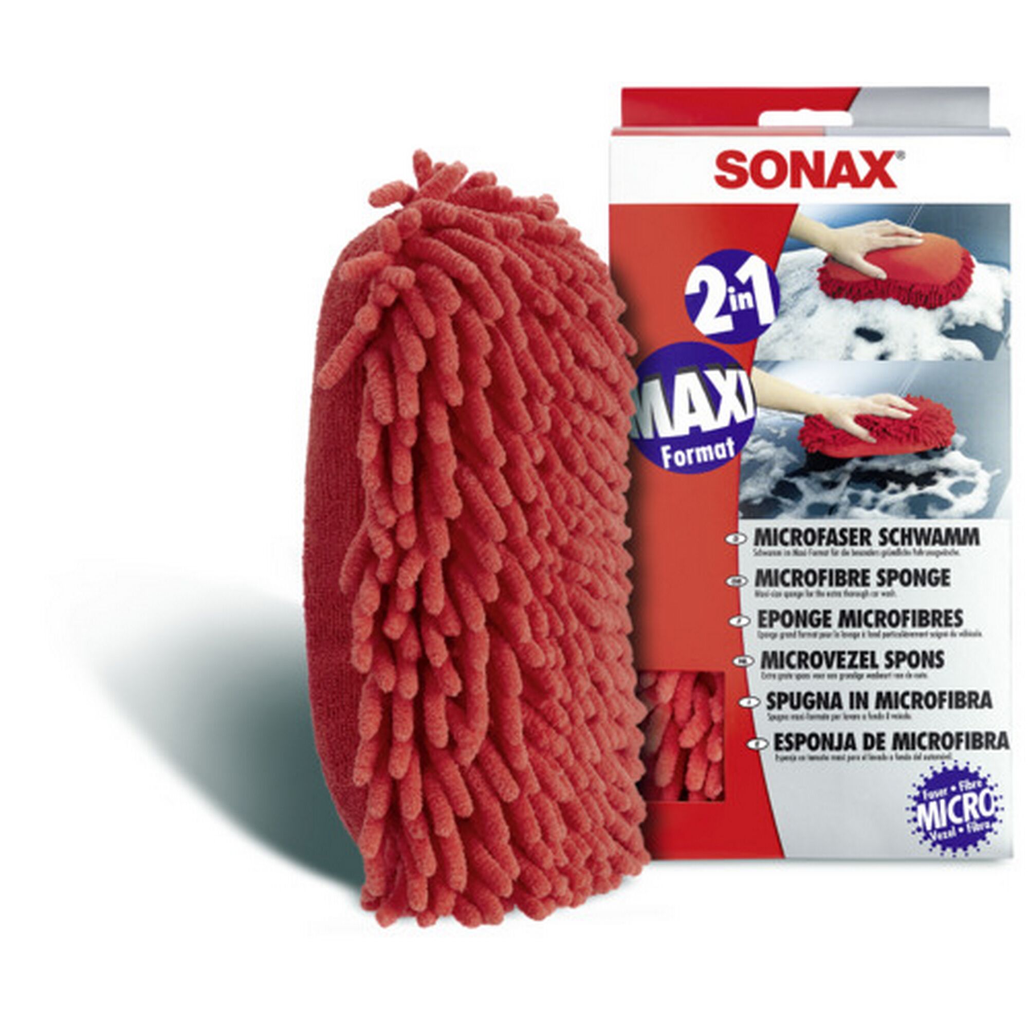 SONAX Microfaser-Waschschwamm, rot