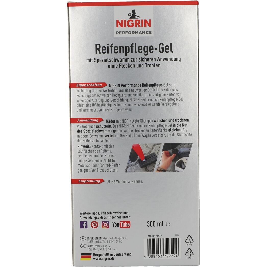 NIGRIN Reifenpflege-Gel 300 ml mit Schwamm