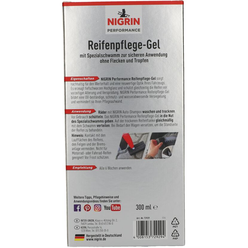 NIGRIN Reifenpflege-Gel 300 ml mit Schwamm