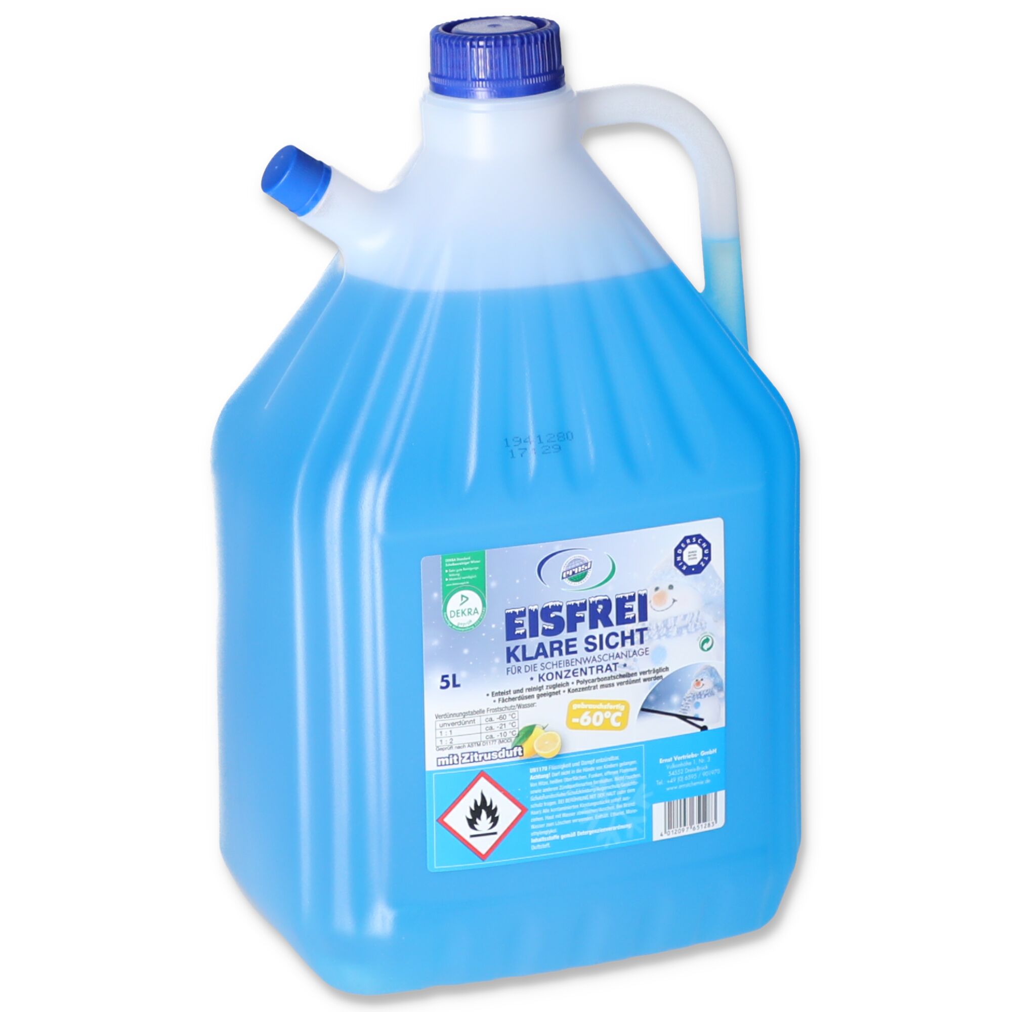 5-Liter-Kanister mit blauem Scheibenfrostschutzkonzentrat