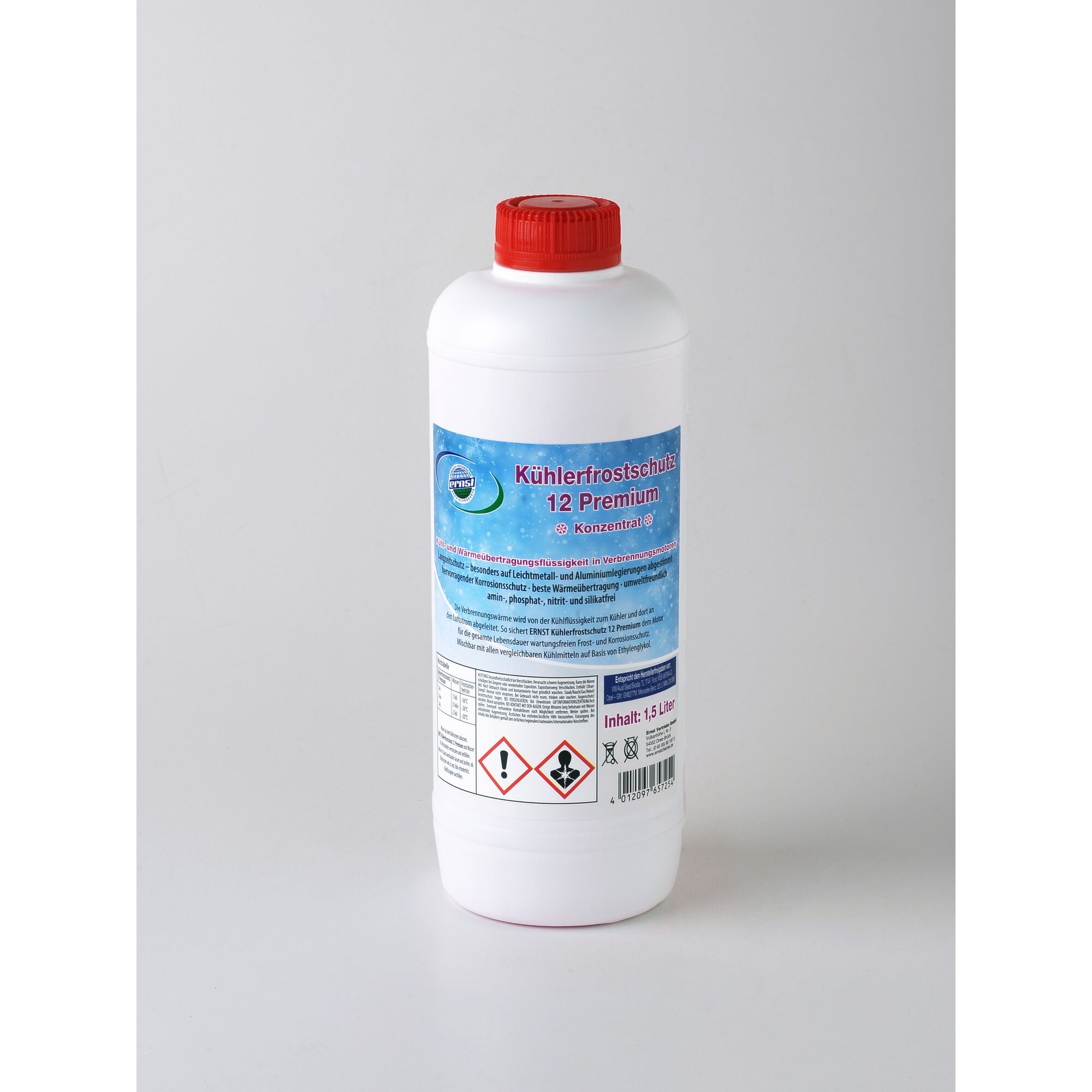 Eine Flasche Kühlerfrostschutz 12 Premium.