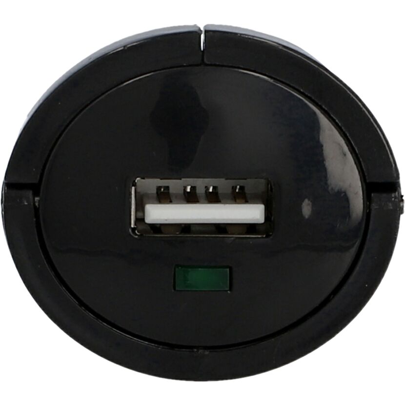 Schwarzer USB-Ladestecker mit grüner LED