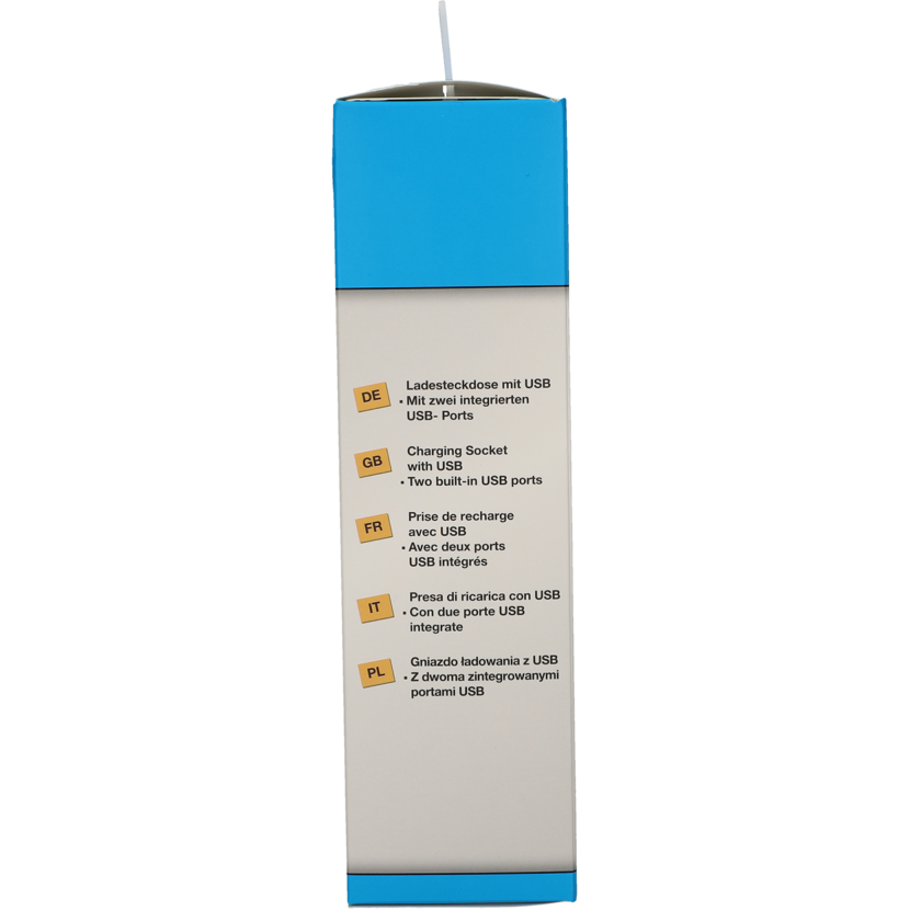 Verpackung einer Ladesteckdose mit USB