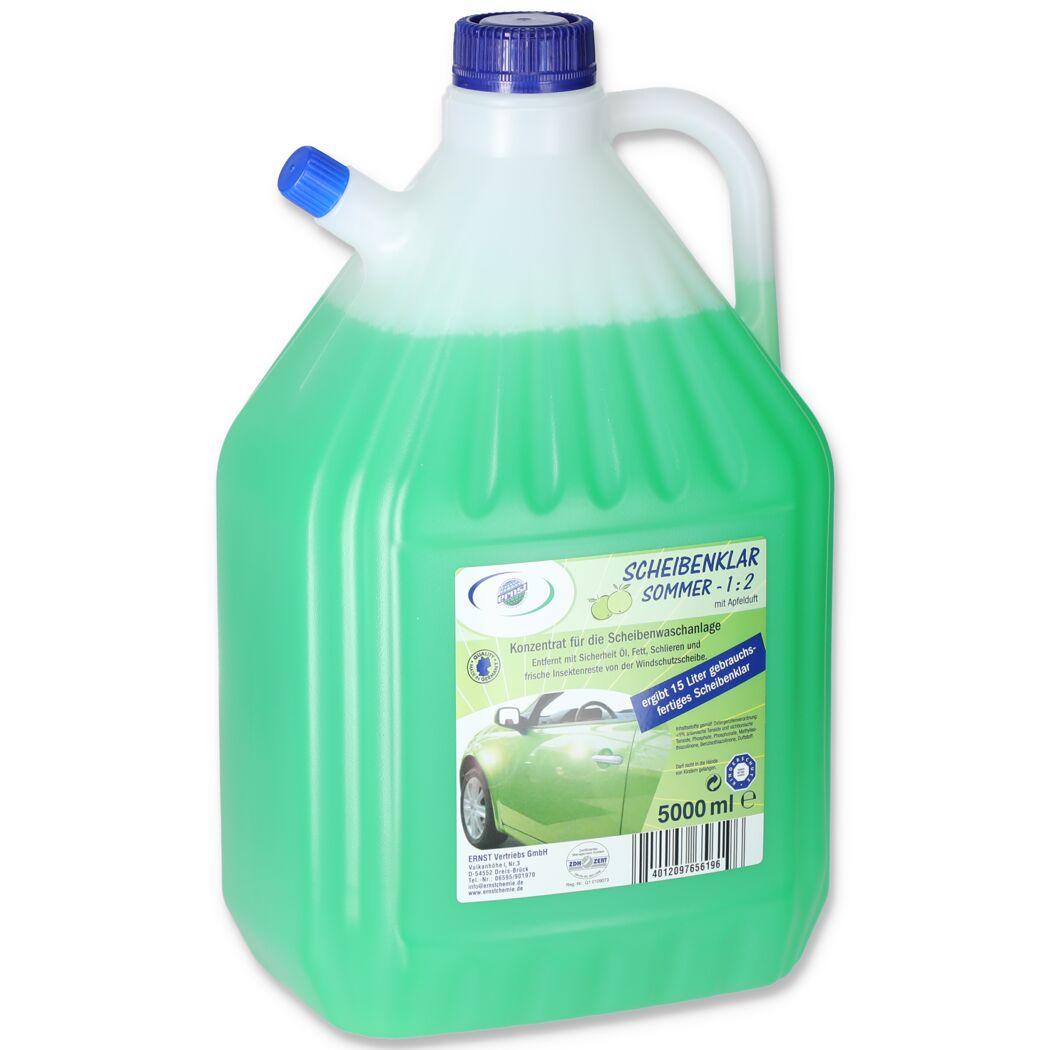 Grüne 5-Liter-Flasche Sommerscheibenklar mit Apfelduft