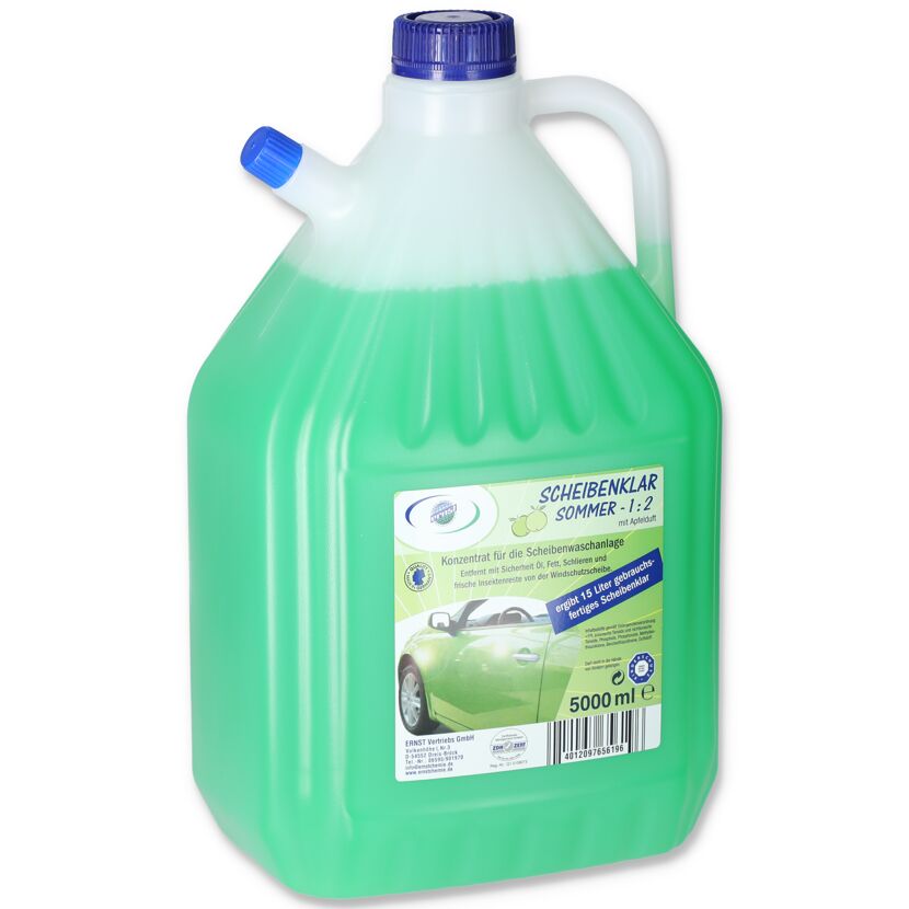 Grüne 5-Liter-Flasche Sommerscheibenklar mit Apfelduft