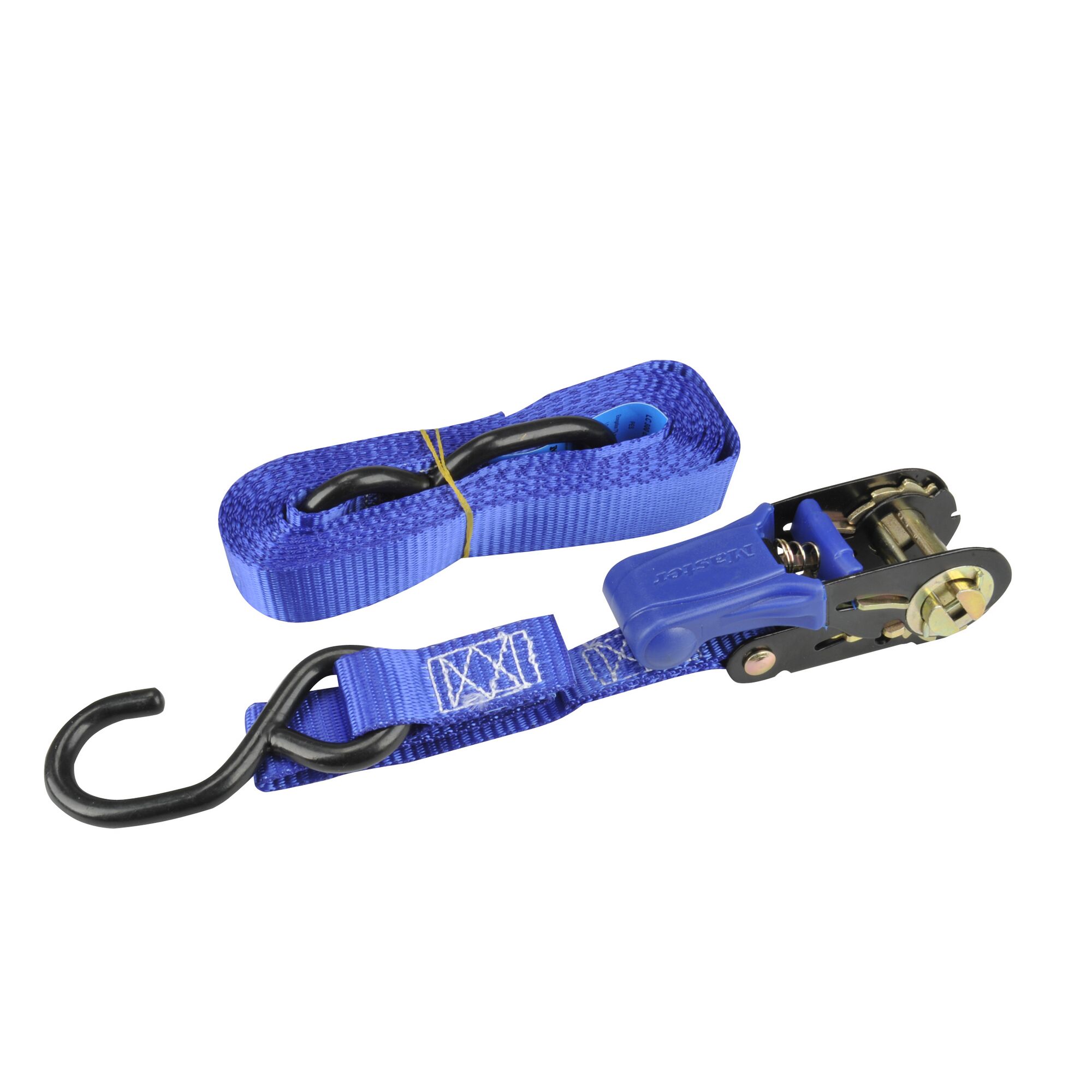 Blauer Spanngurt mit Ratsche und S-Haken