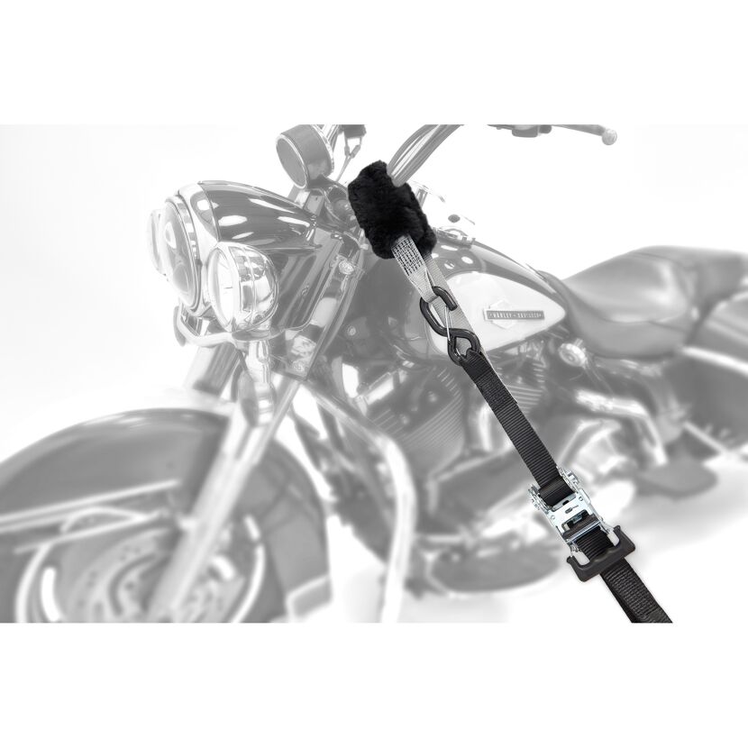 Motorrad mit Zurrgurt