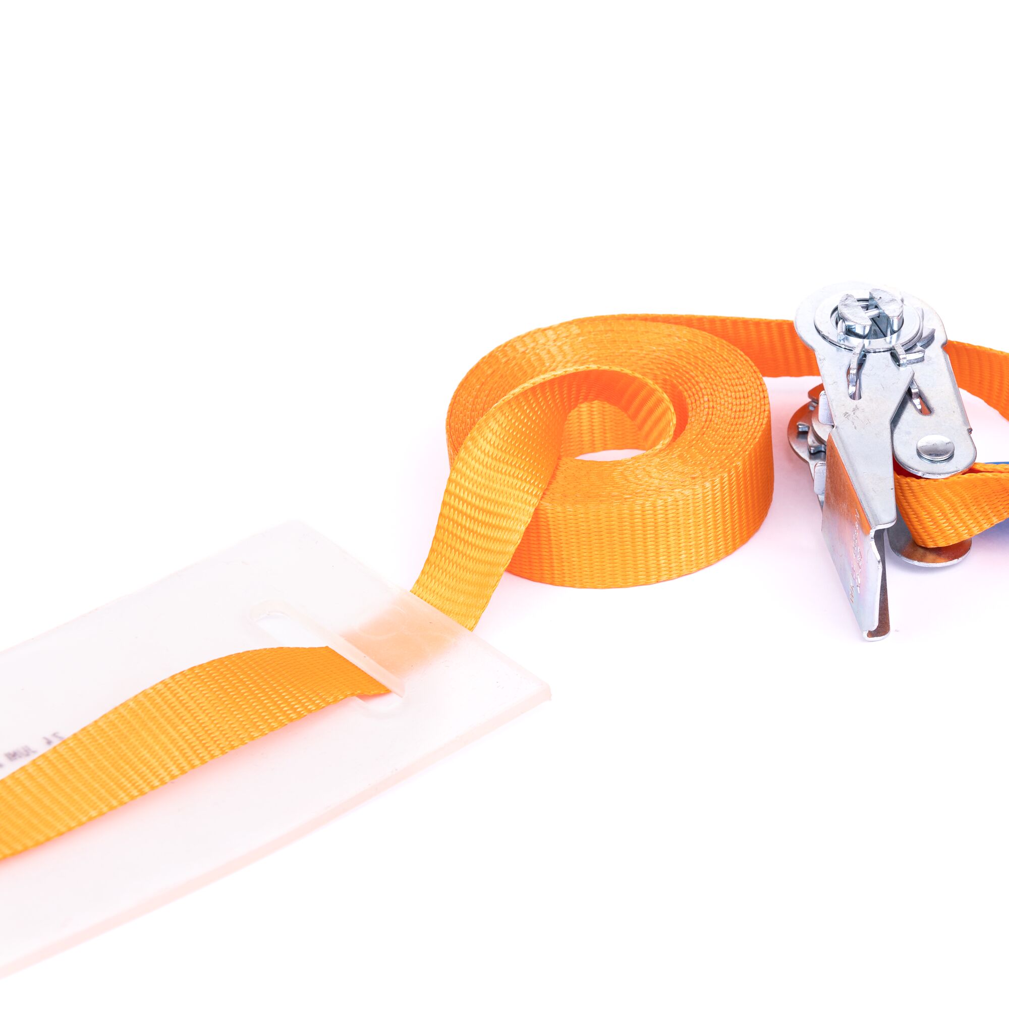 Oranger Spanngurt mit Kantenschutz