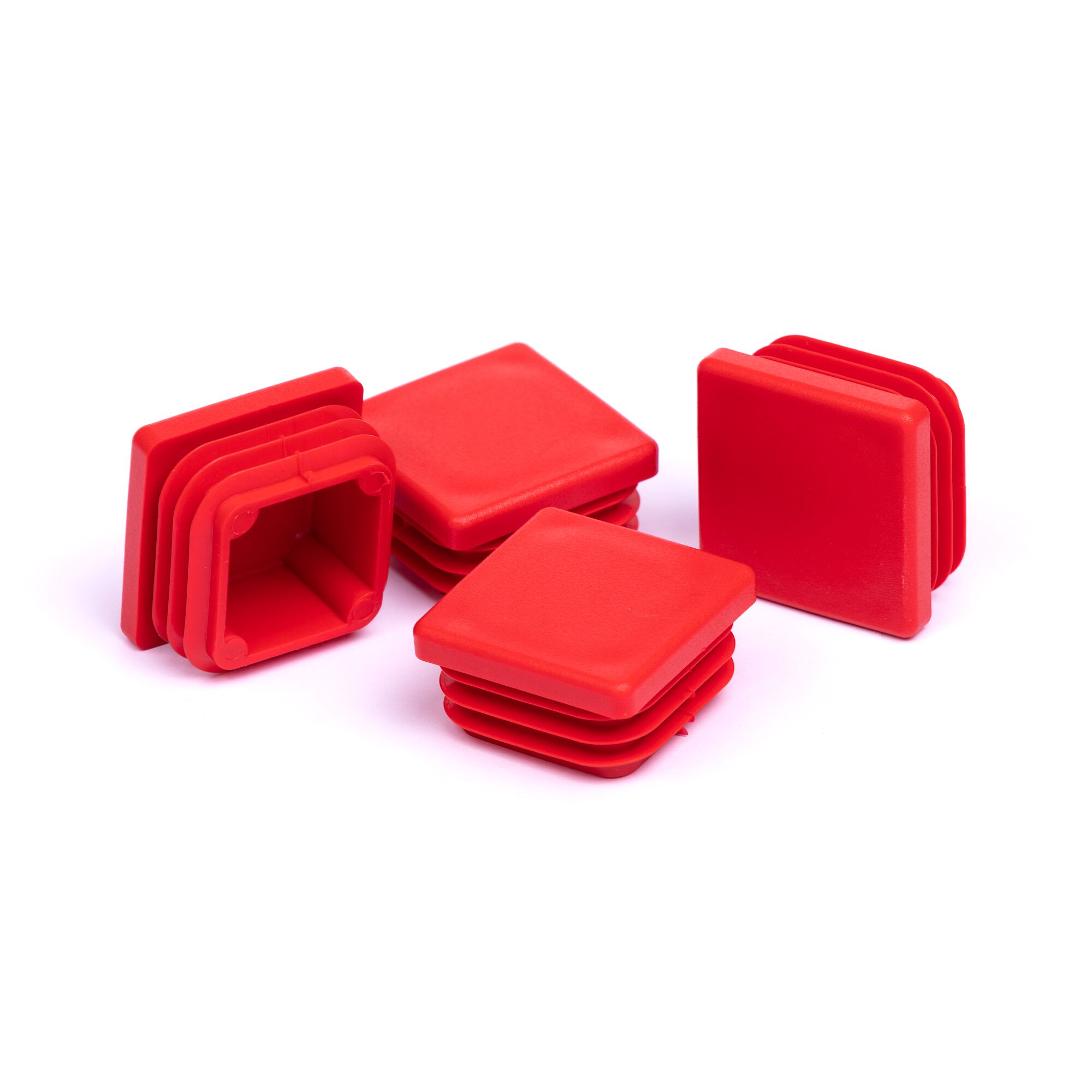 Vier rote Vierkantstopfen für Ecksäulen