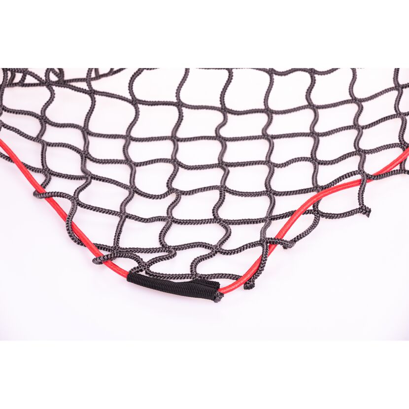 Schwarzes Anhängernetz mit roter Kordel