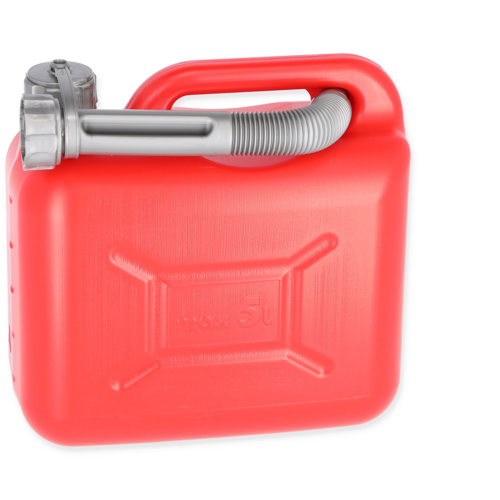 Roter Benzinkanister mit 5 Litern Fassungsvermögen