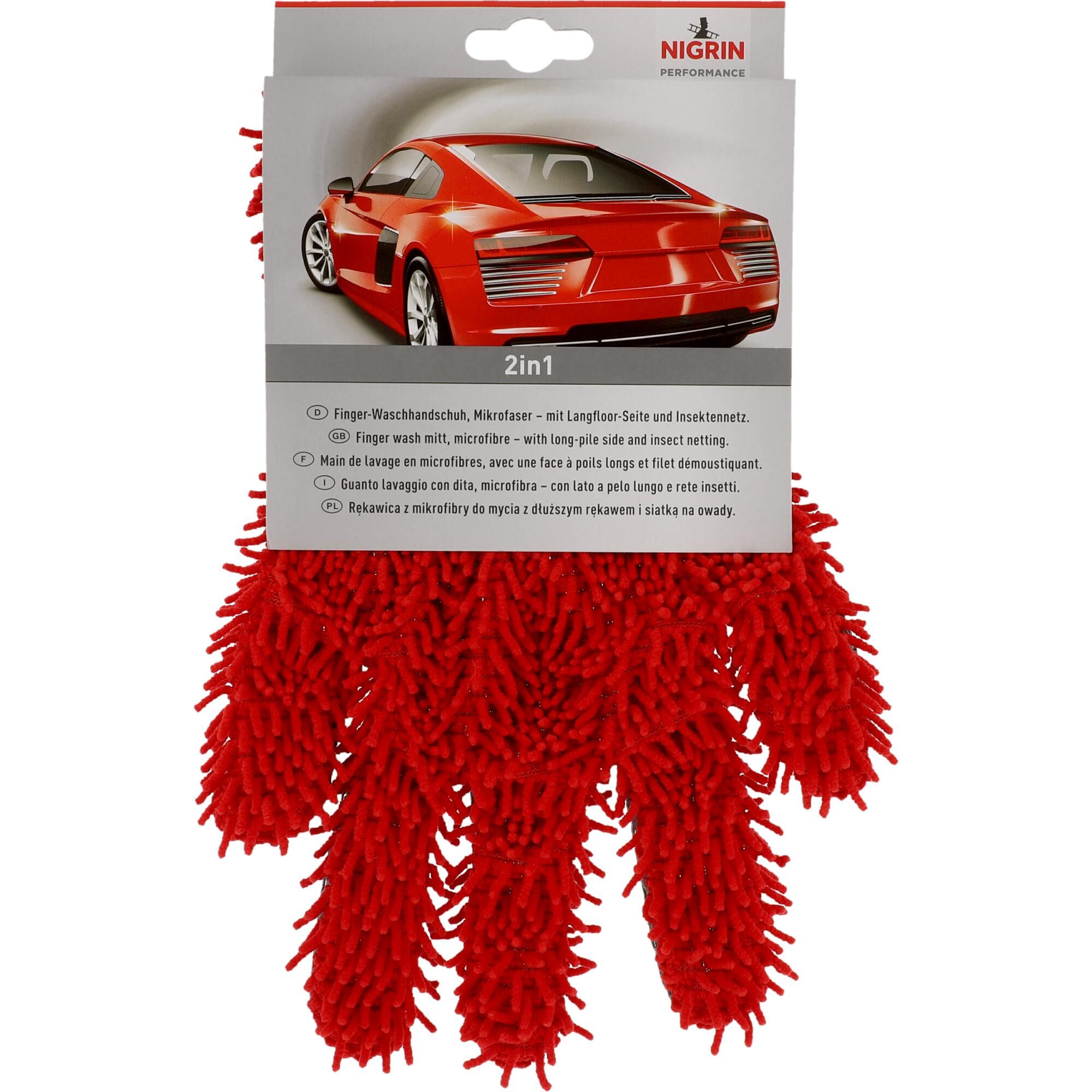 Roter Finger-Waschhandschuh, Mikrofaser