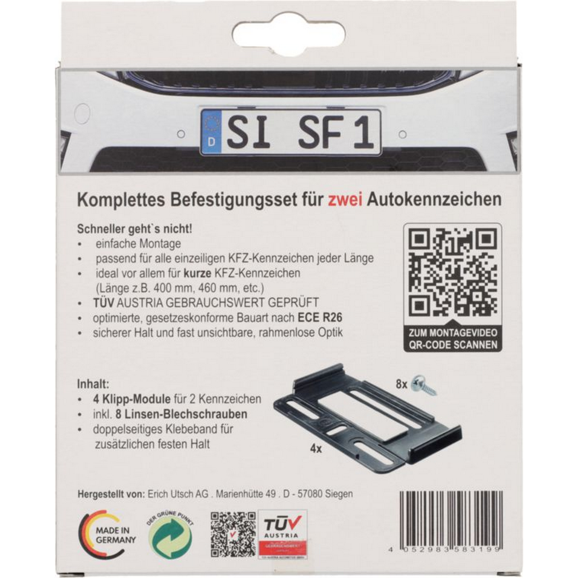 KFZ-Kennzeichenhalter 'Simple-Fix' schwarz