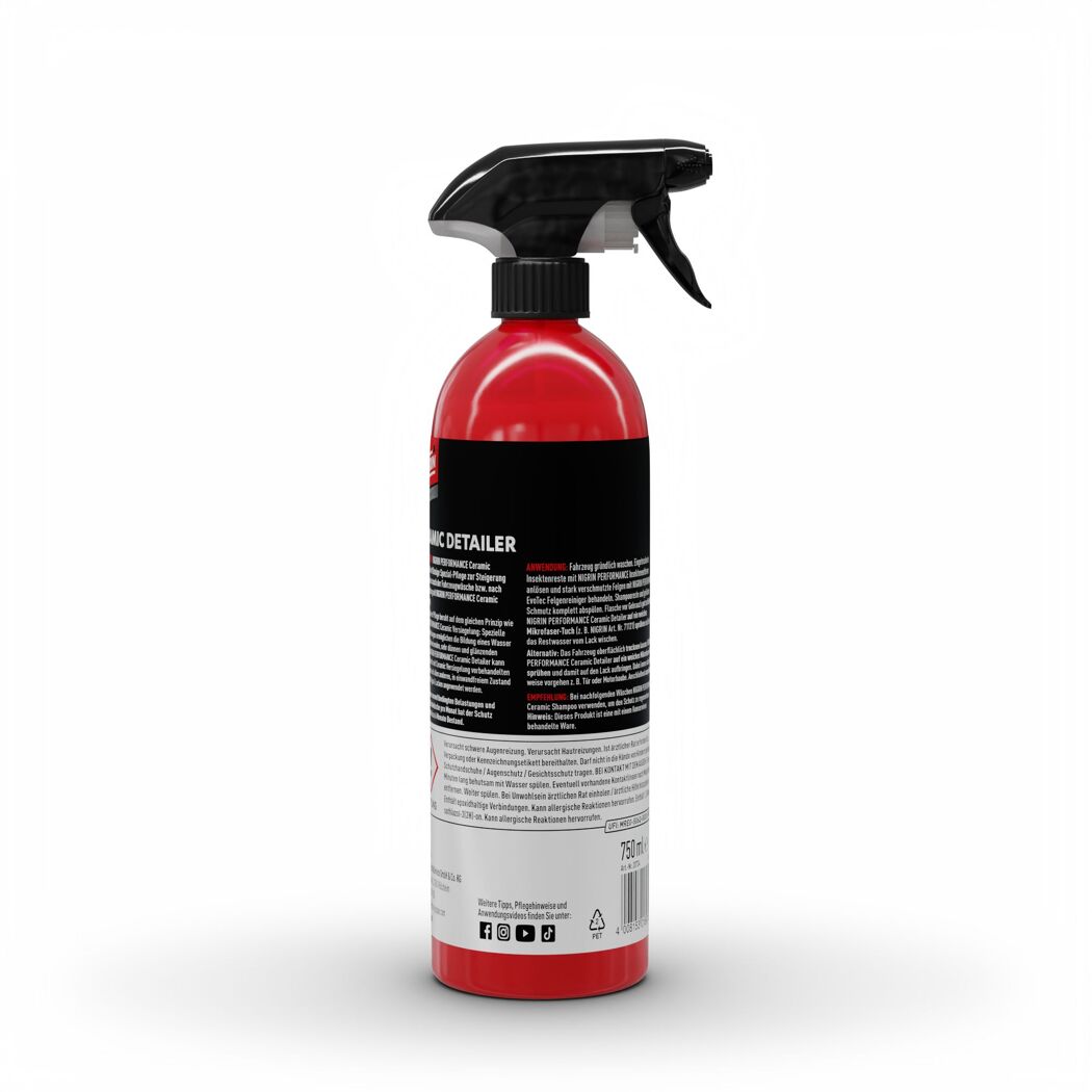 Rote Flasche Ceramic-Detailer Performance mit schwarzem Trigger-Sprüher 750 ml.