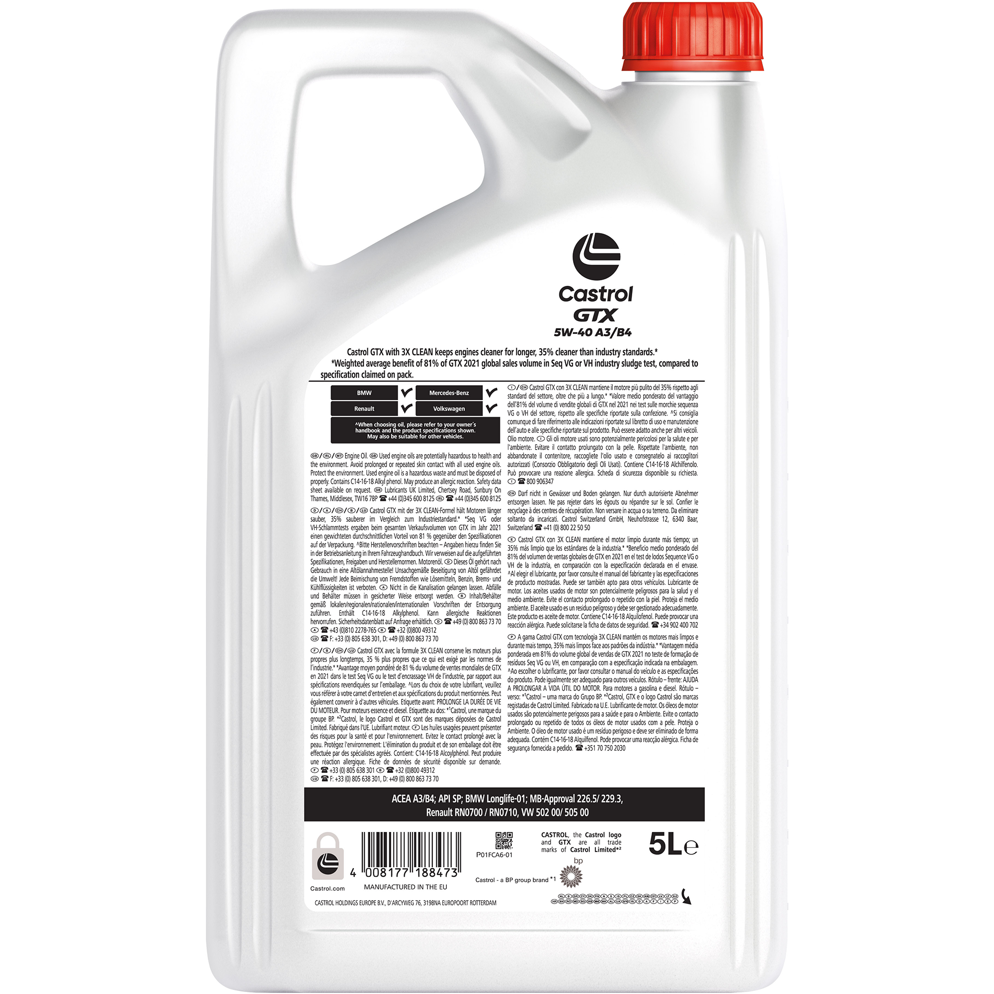 Motorenöl 'GTX 5W-40 A3/B4' 5 l