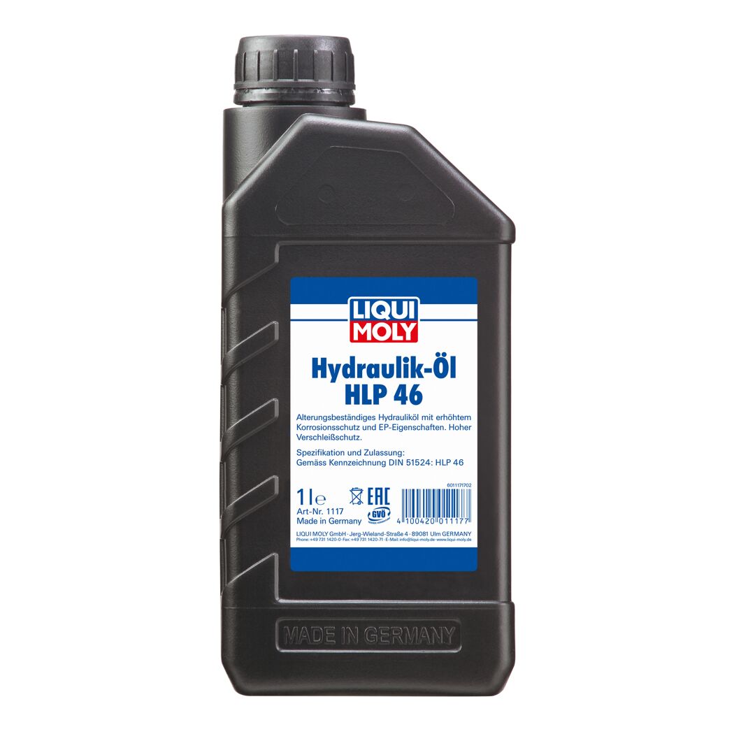 Schwarze Flasche Liqui Moly Hydraulik-Öl HLP 46