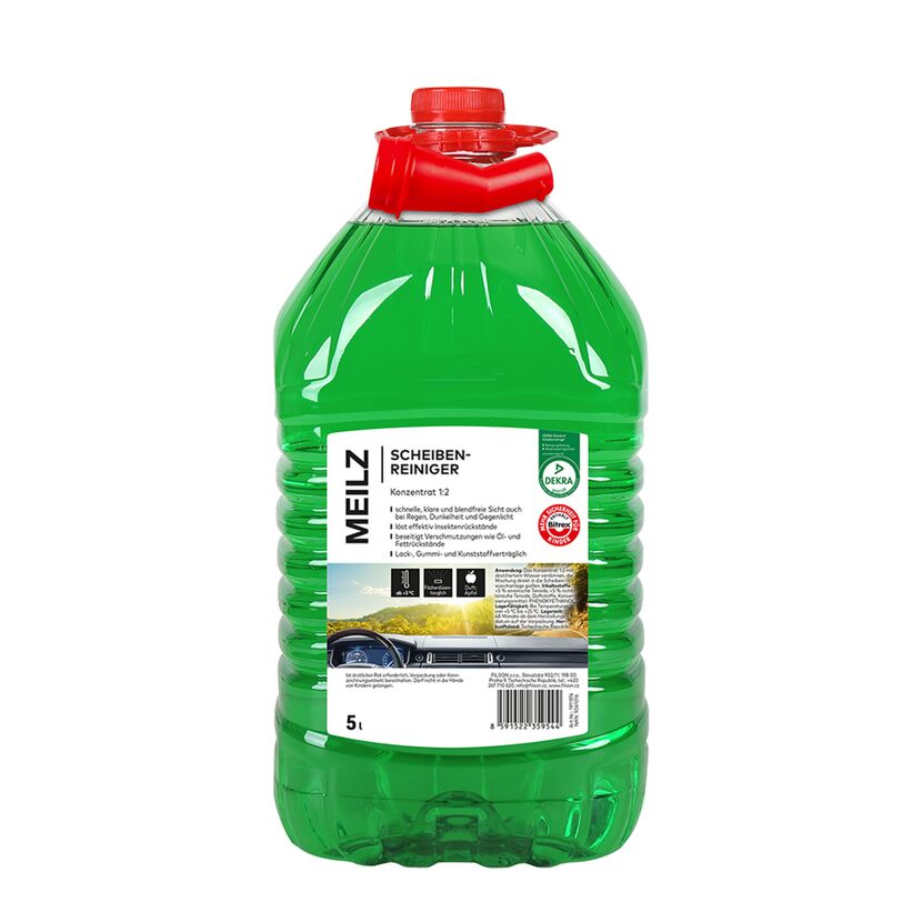 Grüne Scheibenreinigerflasche mit rotem Ausgießer