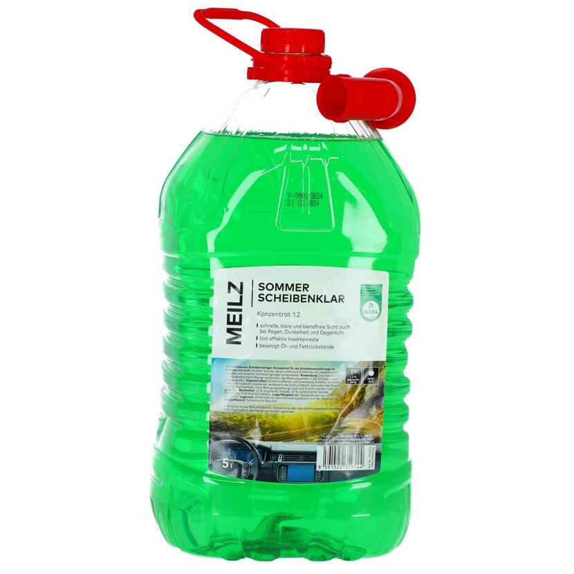 Grüne Scheibenklar Flasche mit rotem Ausgießer