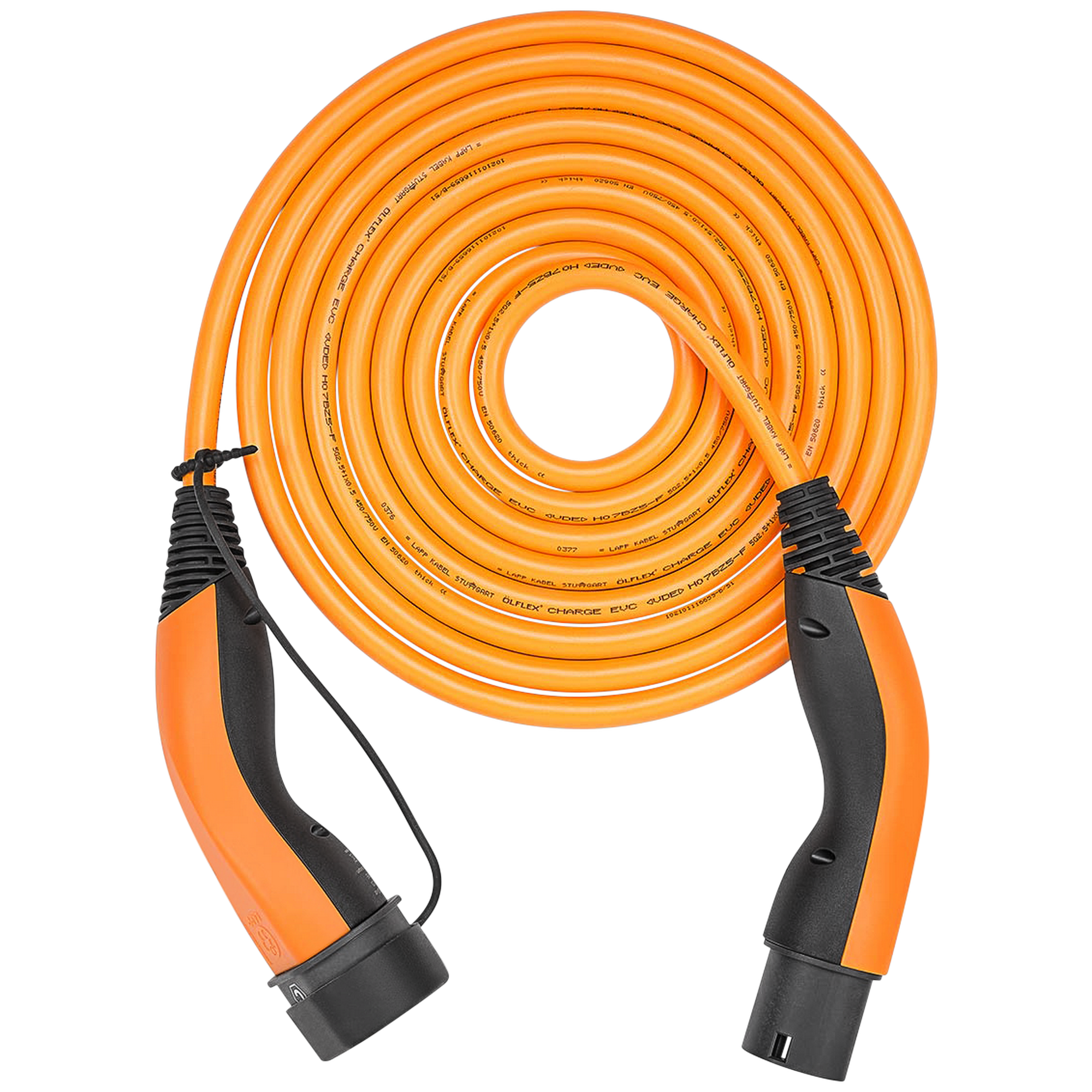 Komfort-Ladekabel 'HELIX' orange Typ 2, bis zu 22 kW, 5 m für Elektro- und Hybridfahrzeuge + product picture