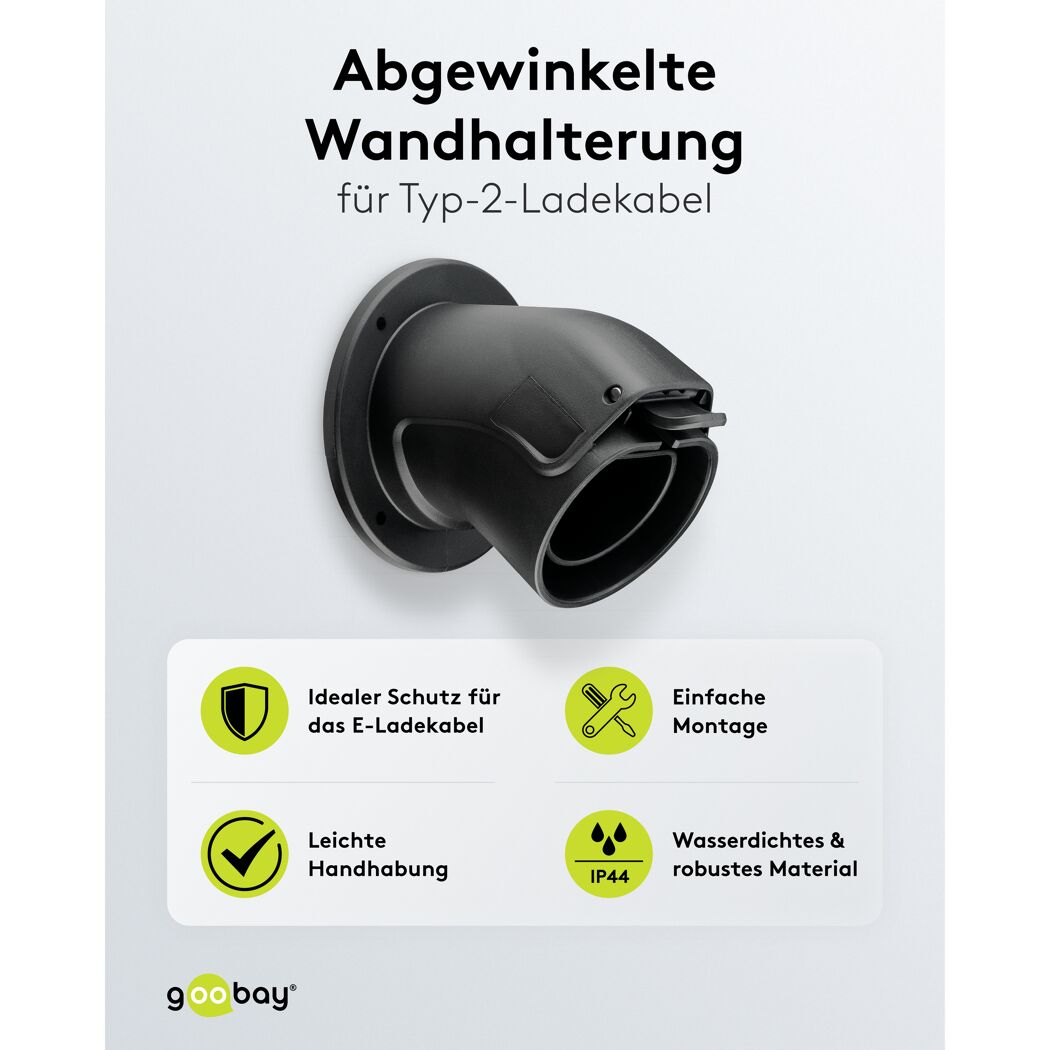 Abgewinkelte Wandhalterung für Typ-2-Ladekabel