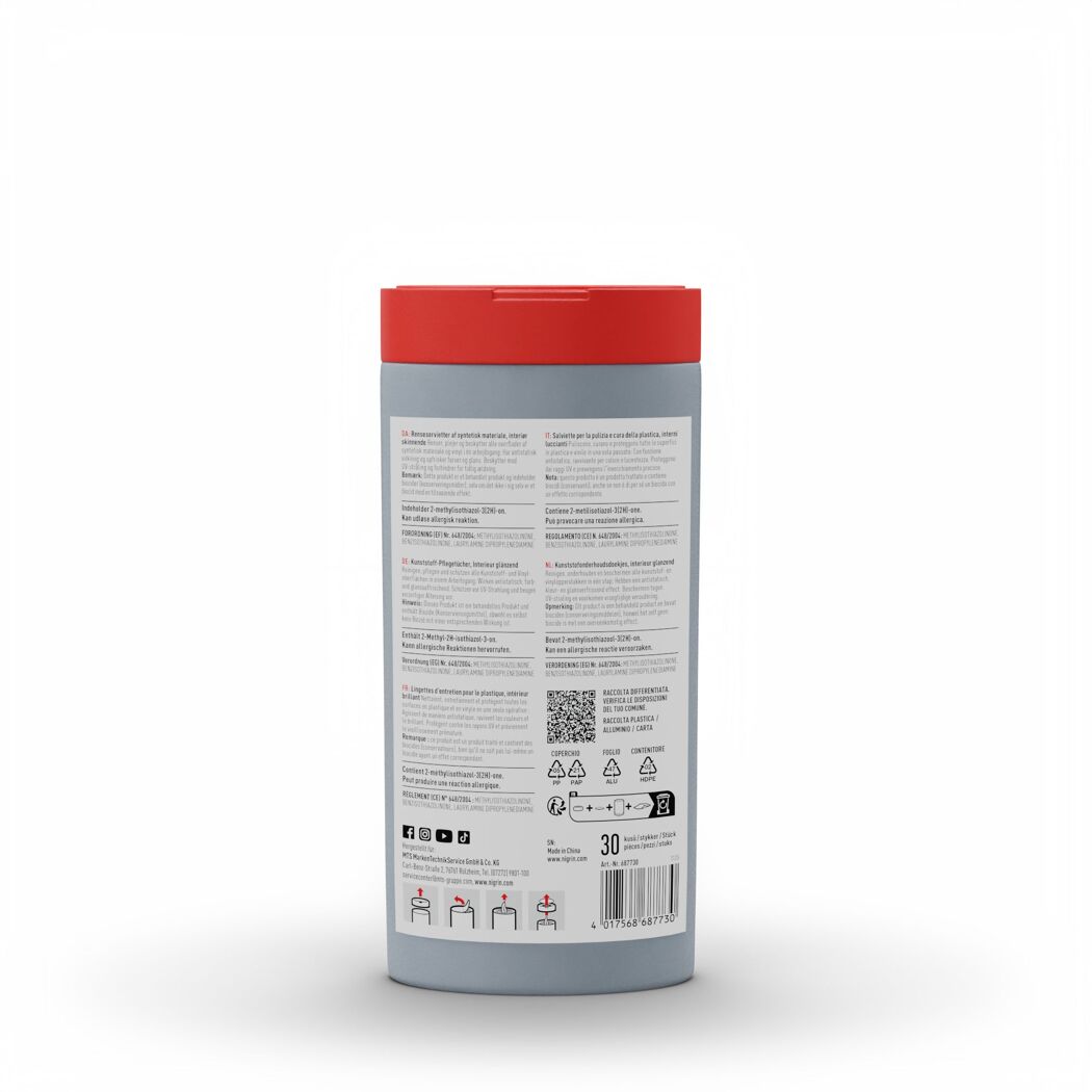 Verpackung 'Performance' Kunststoffpflegetücher glänzend, 30 Stück