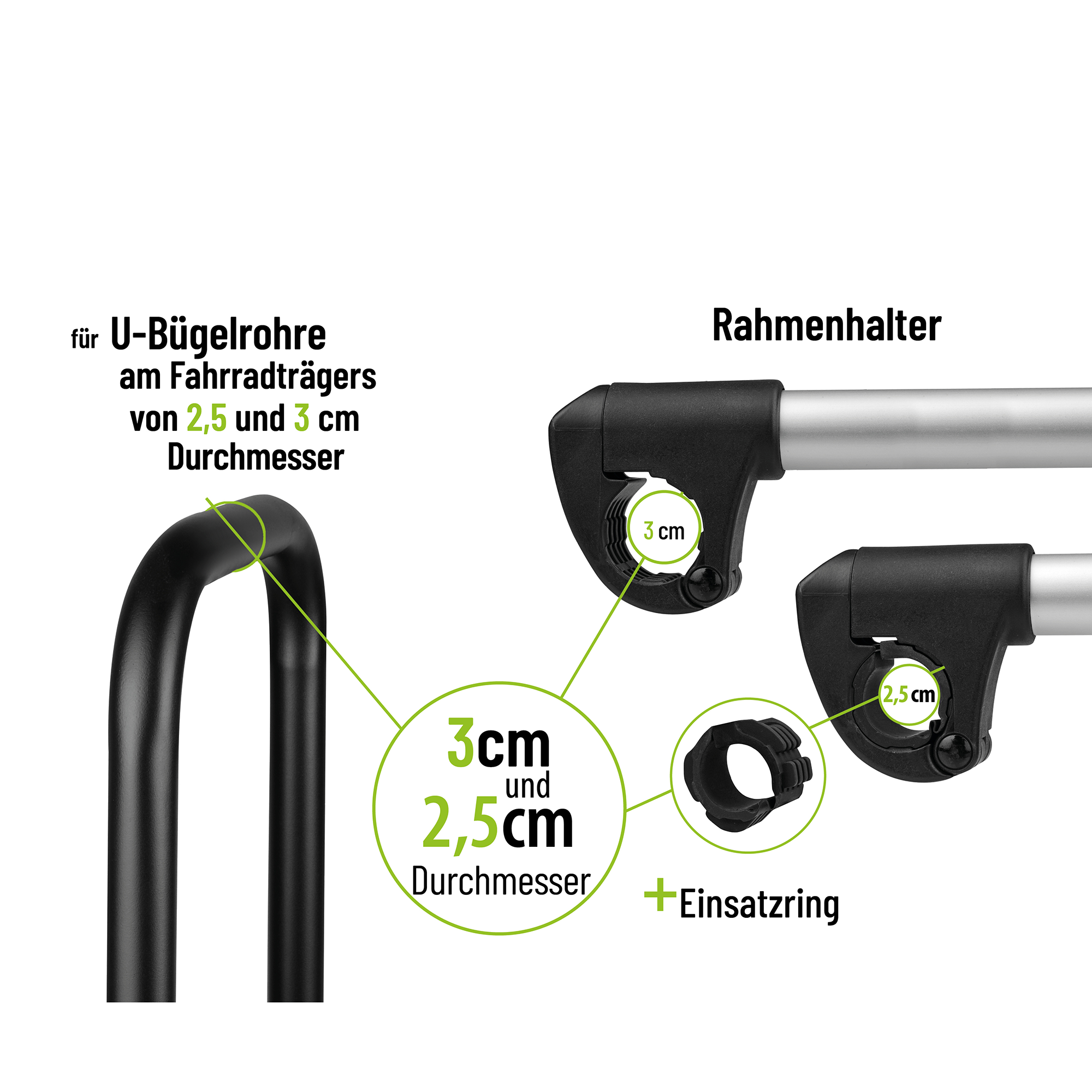 Rahmenhalter abnehmbar kurz 12 cm Ø 25/30 mm