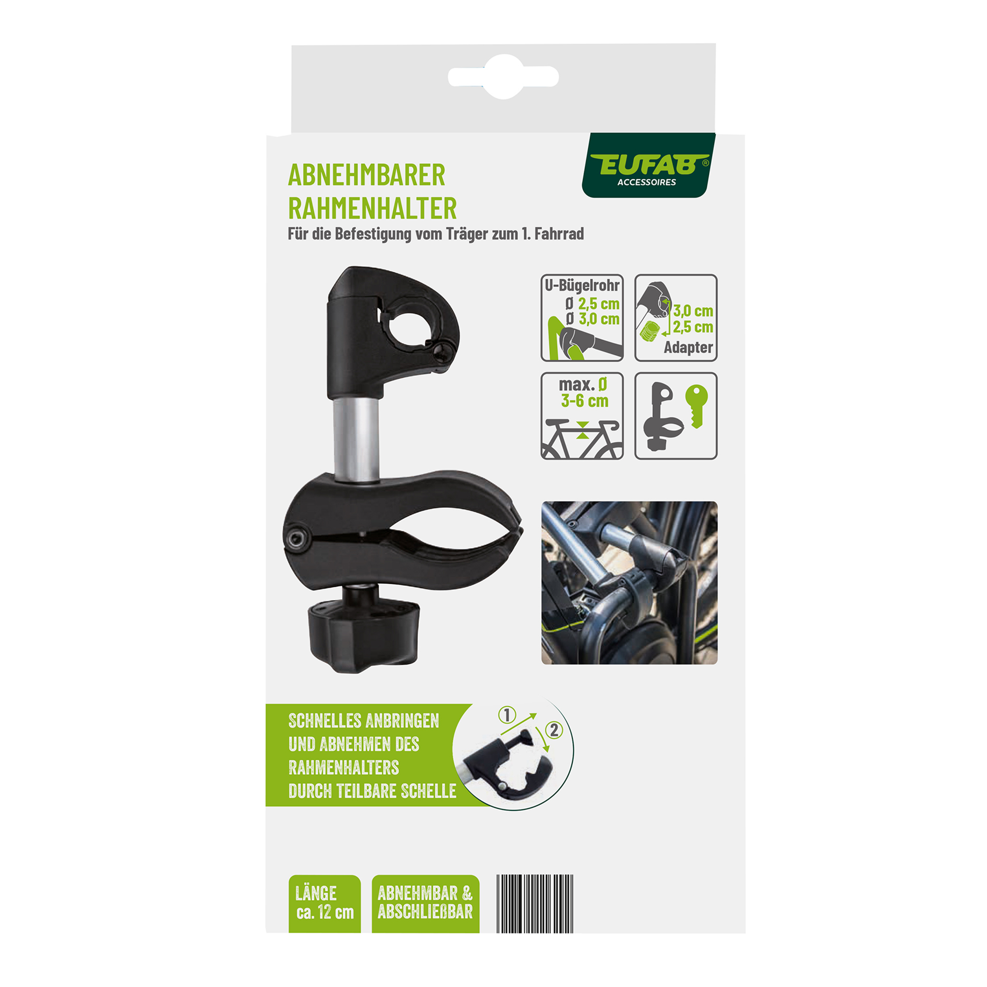 Rahmenhalter abnehmbar kurz 12 cm Ø 25/30 mm