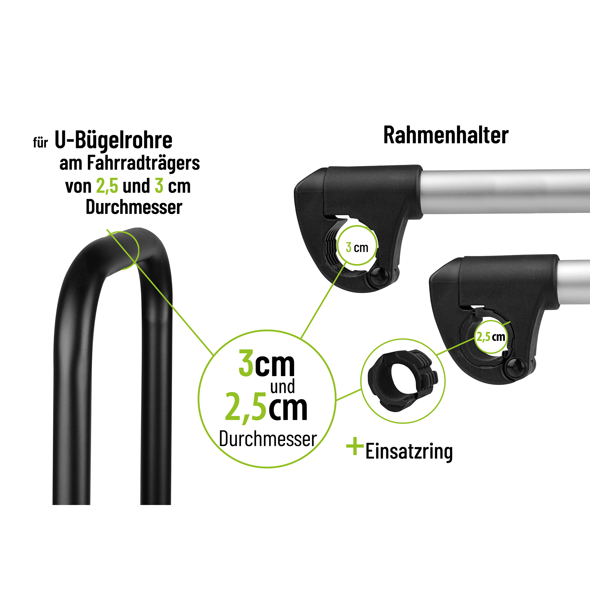 Rahmenhalter abnehmbar lang 32 cm Ø 25/30 mm