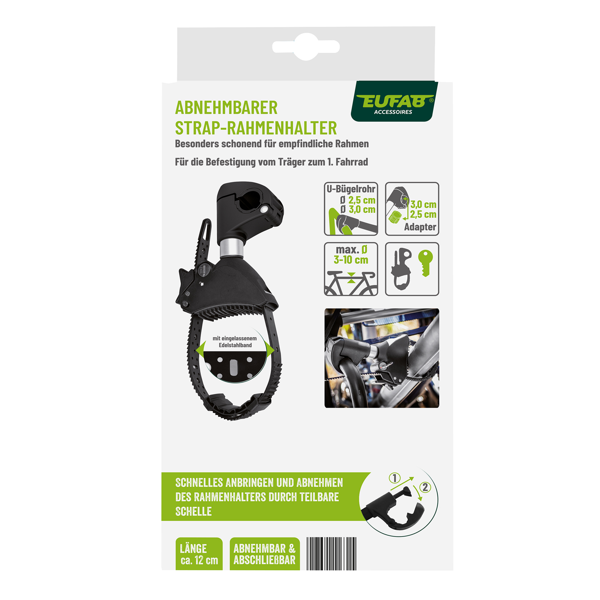Strap-Rahmenhalter kurz 12 cm Ø 25/30 mm