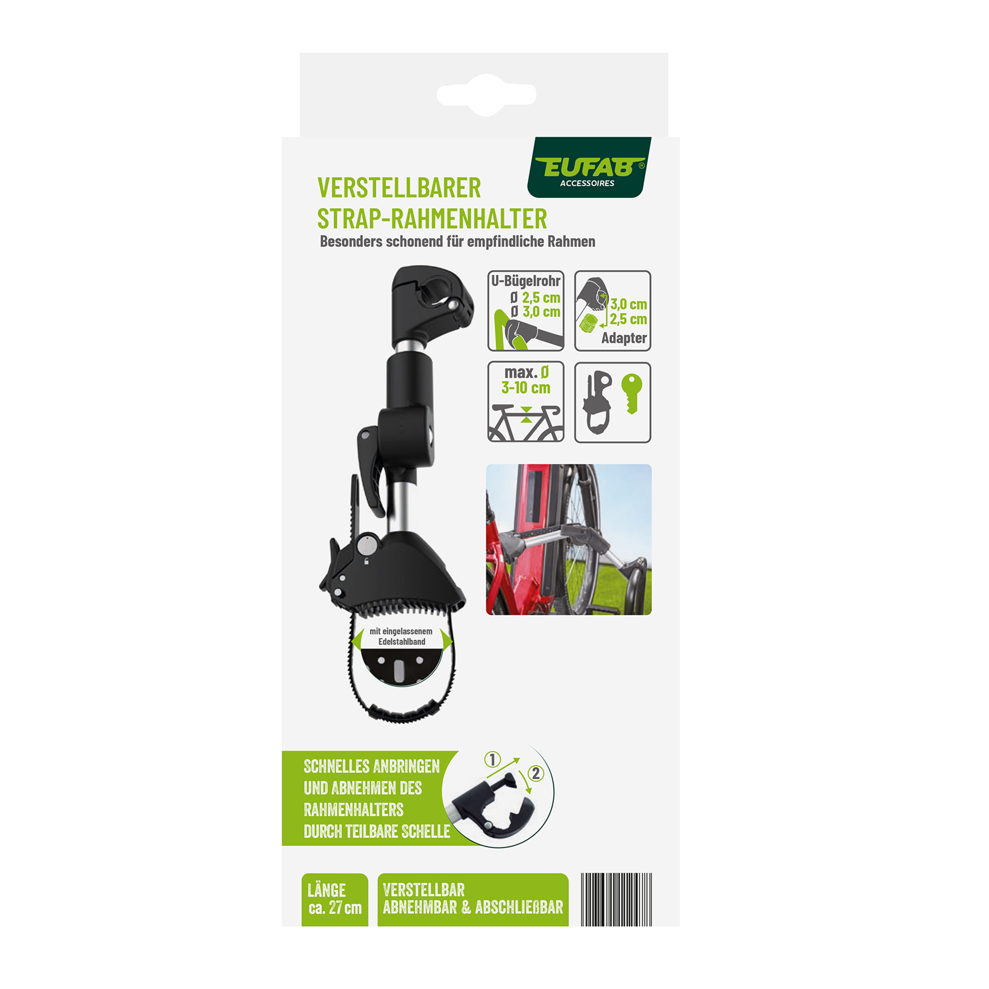 Strap-Rahmenhalter verstellbar 27 cm Ø 25/30mm