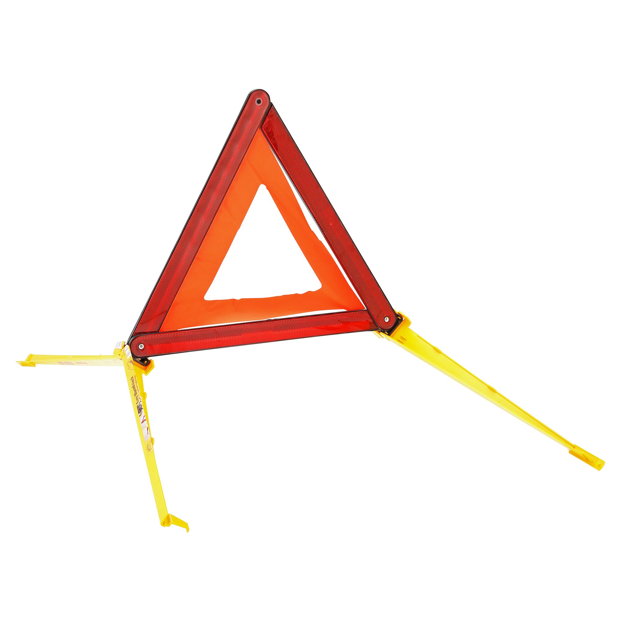 rotes Warndreieck mit gelben Standfüßen