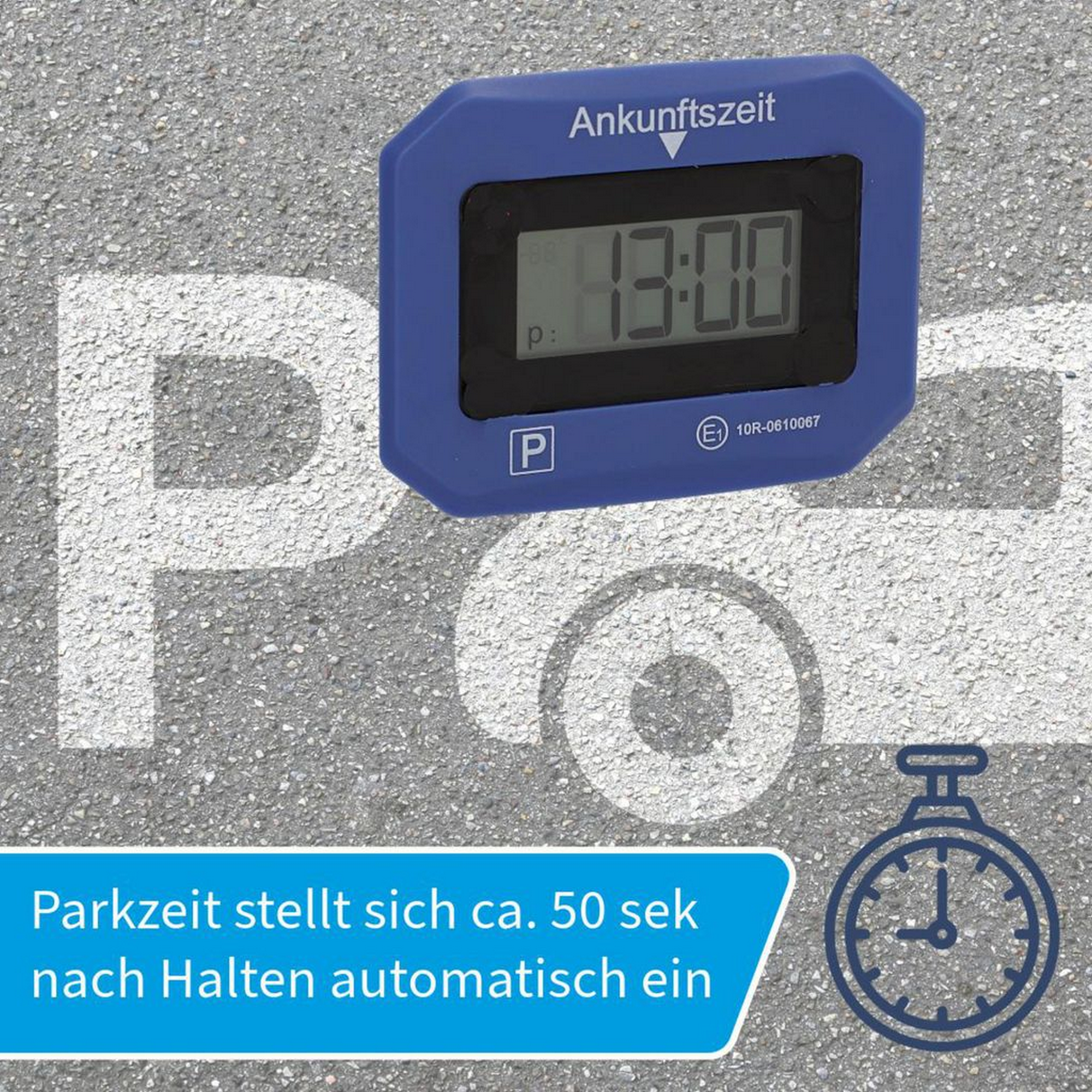 Digitale Parkscheibe blau mit automatischer Ankunftszeiteinstellung + product picture