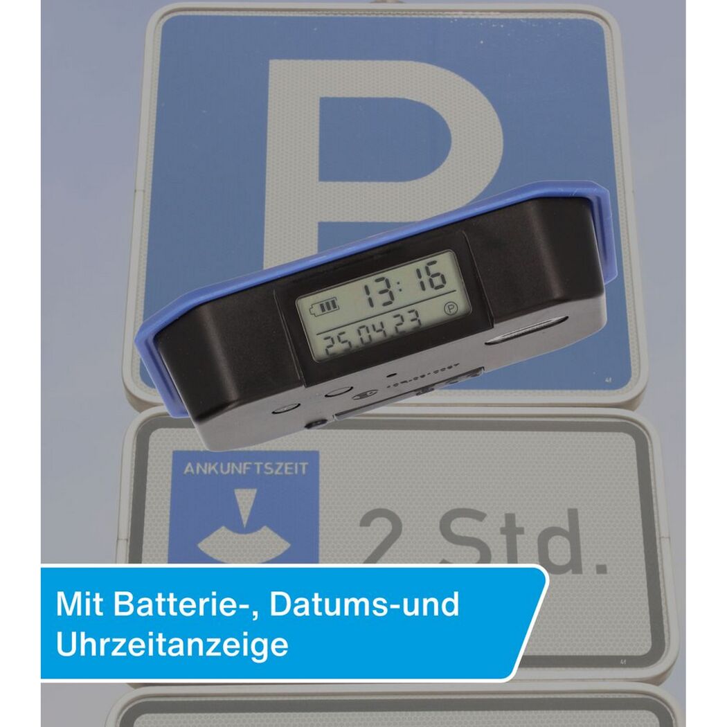 Digitale Parkuhr mit Datum und Uhrzeit