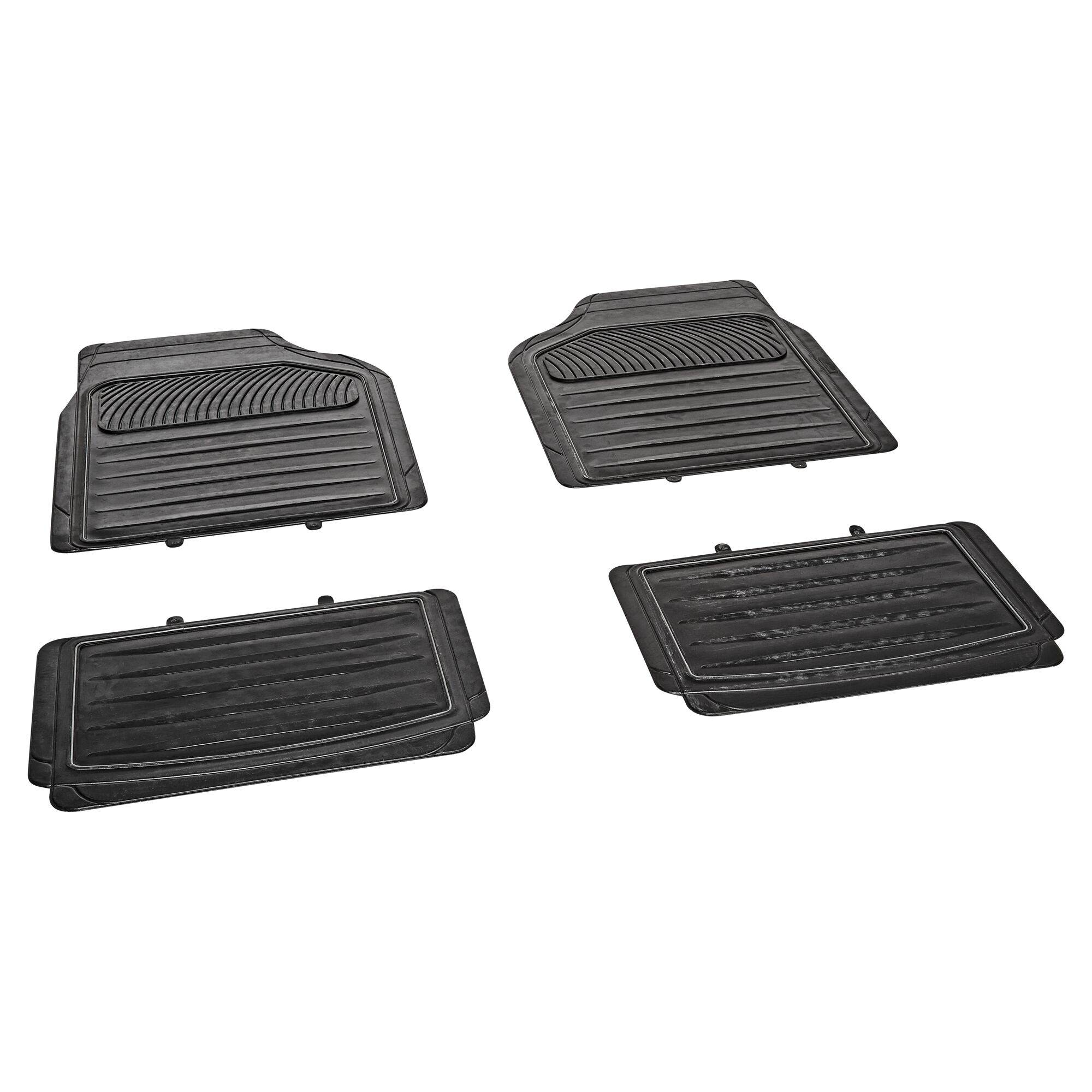 Vier schwarze Gummimatten für das Auto