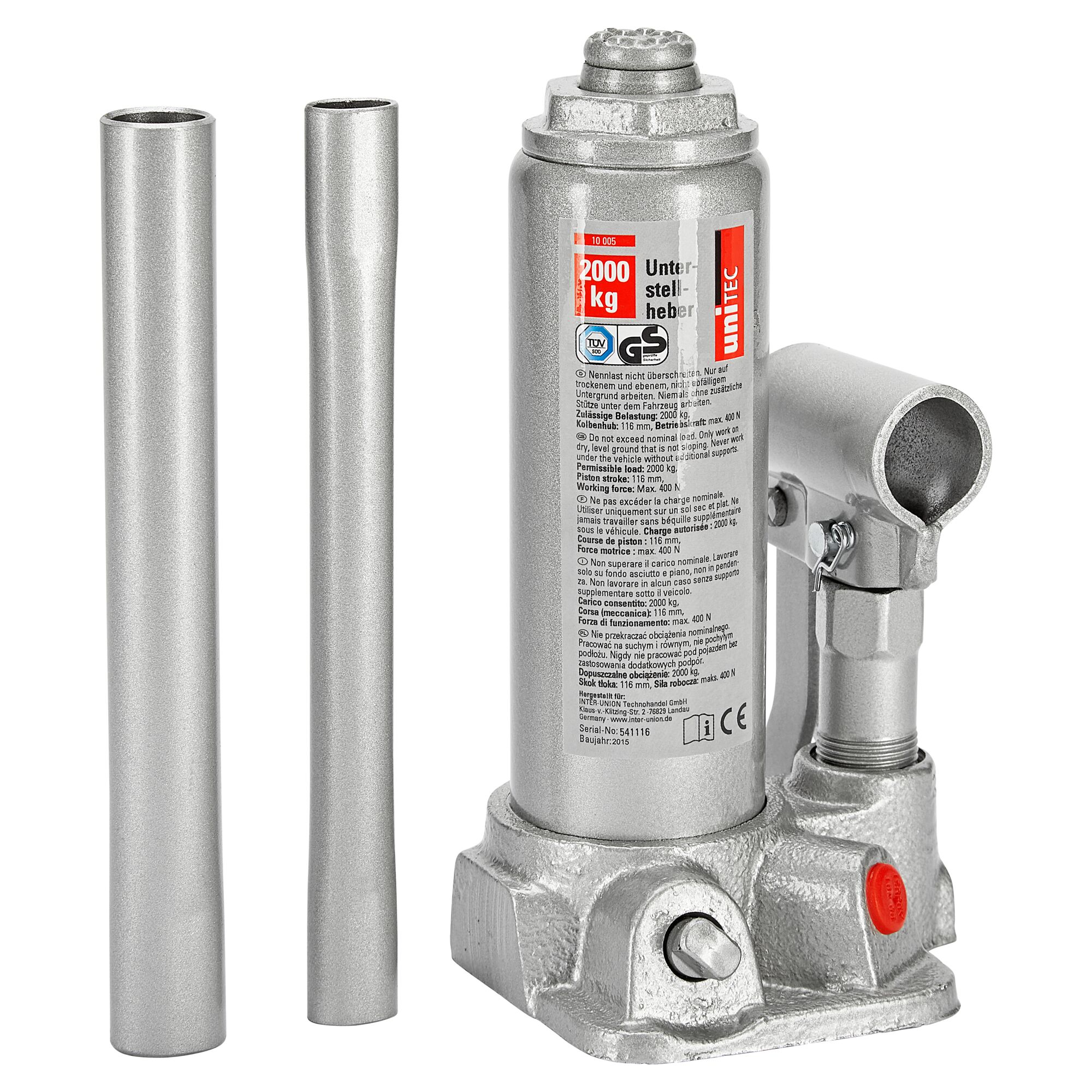 Hydraulik Wagenheber mit zwei Stangen.