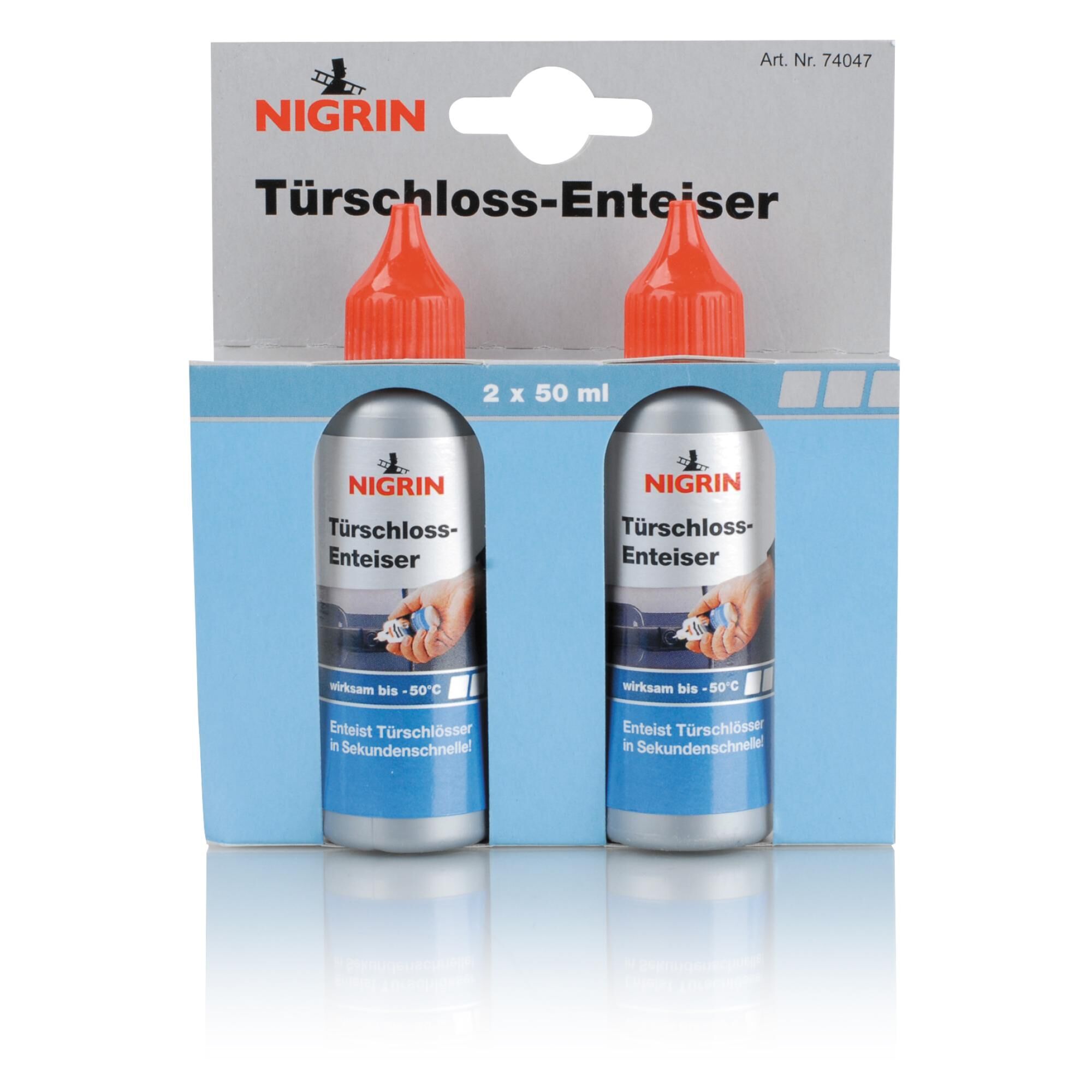 Zwei Flaschen NIGRIN Türschloss-Enteiser