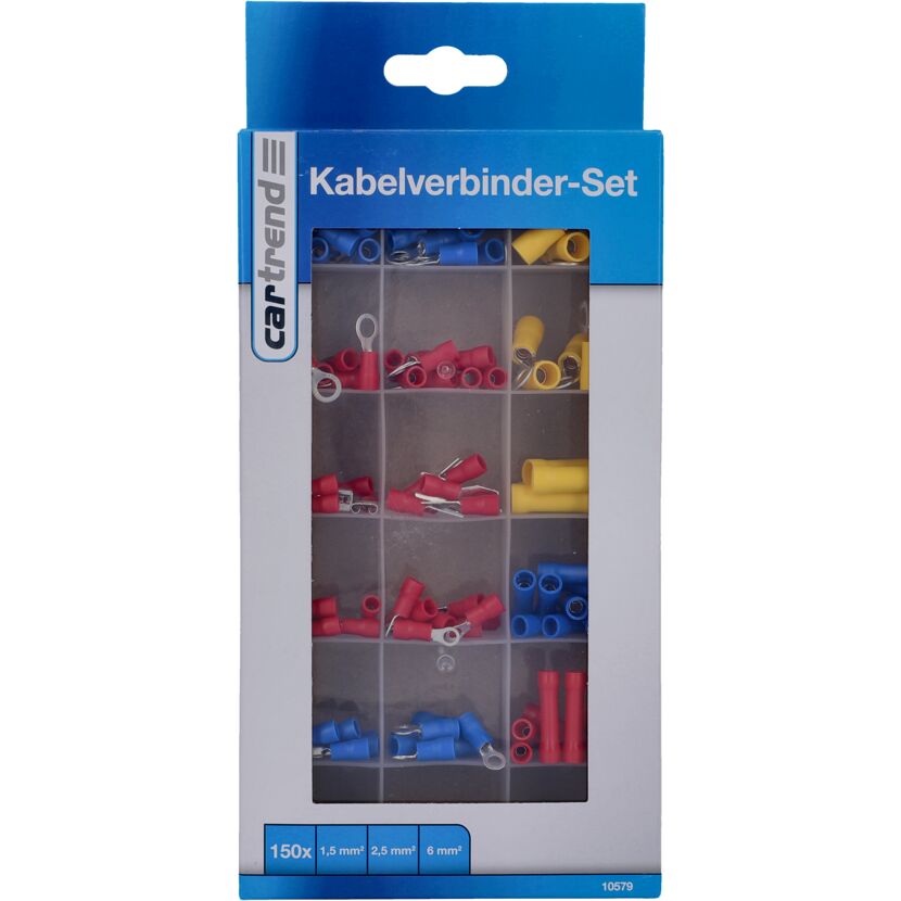 Sortiment Kabelverbinder rot, gelb, blau in Box