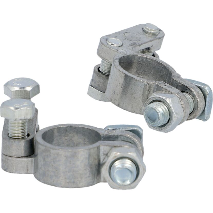 Batterieklemmen-Set 2-teilig silber