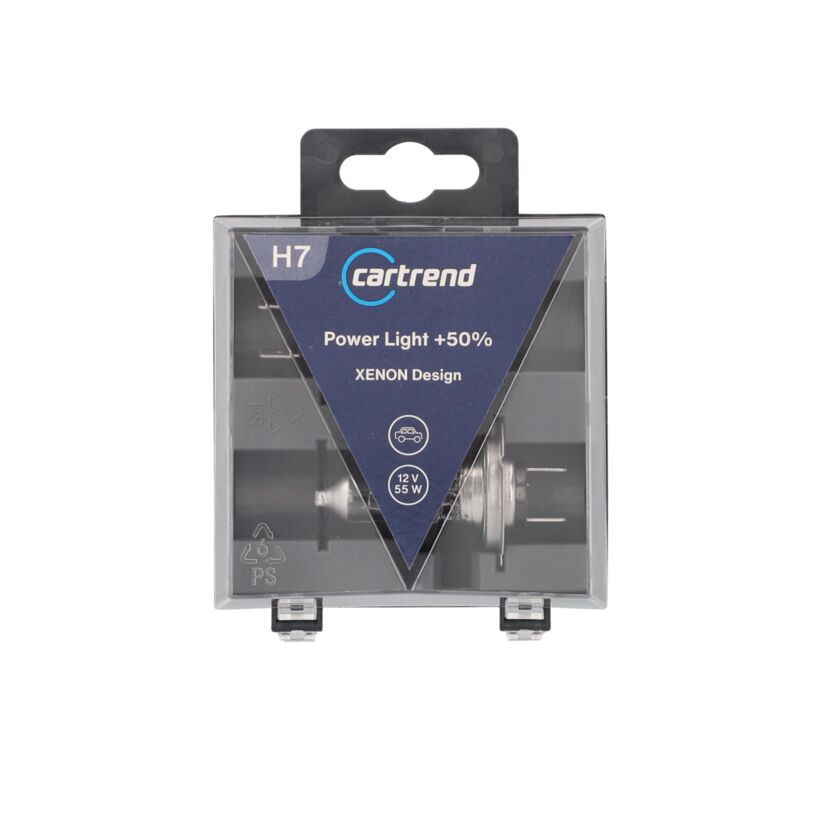 Cartrend Power Light H7 Fahrzeugscheinwerferlampen, 2 Stück, in Verpackung.