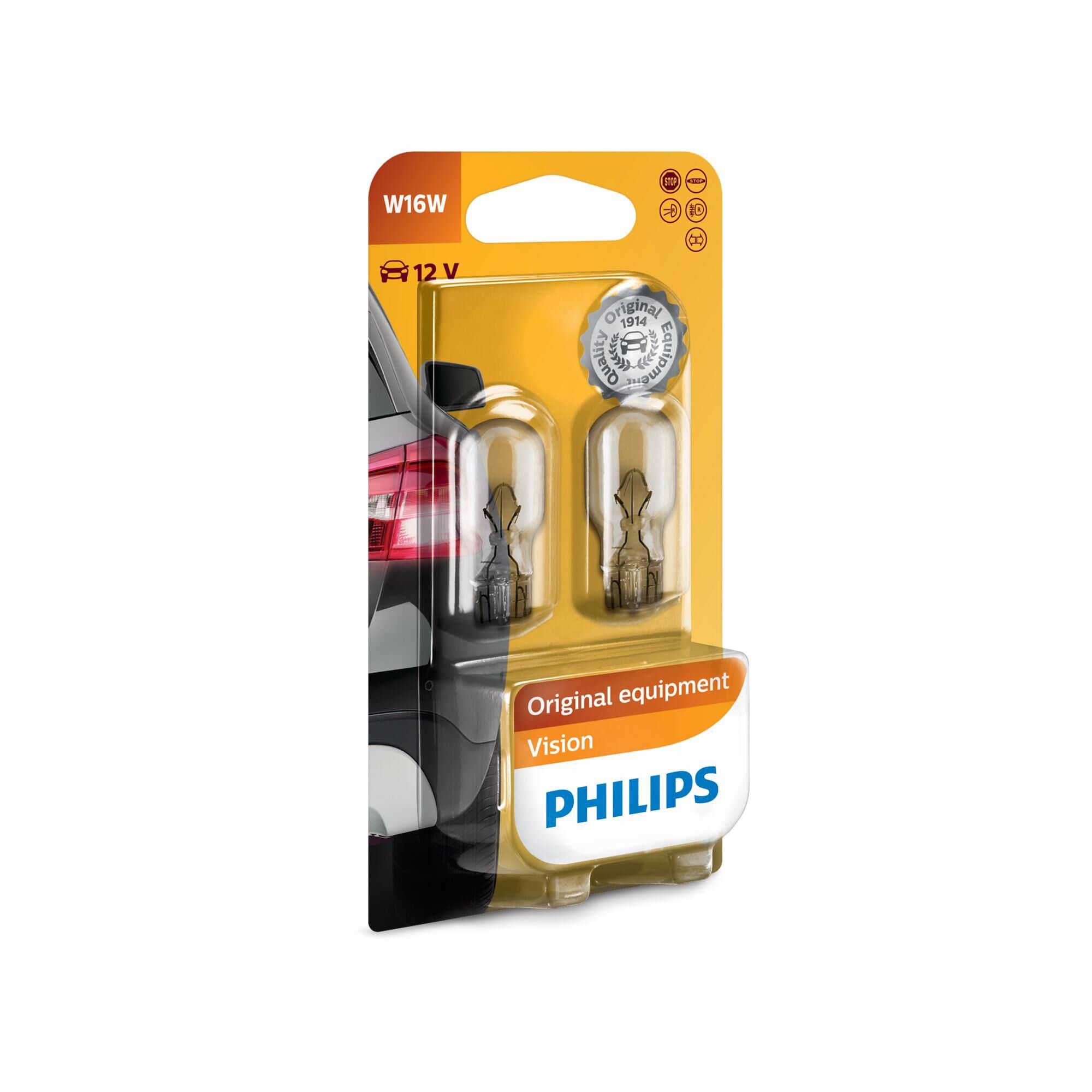 Zwei Philips W16W Vision Autolampen in Verpackung