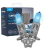 Zwei 'Blue Design' H4 Fahrzeugscheinwerferlampen und Verpackung.