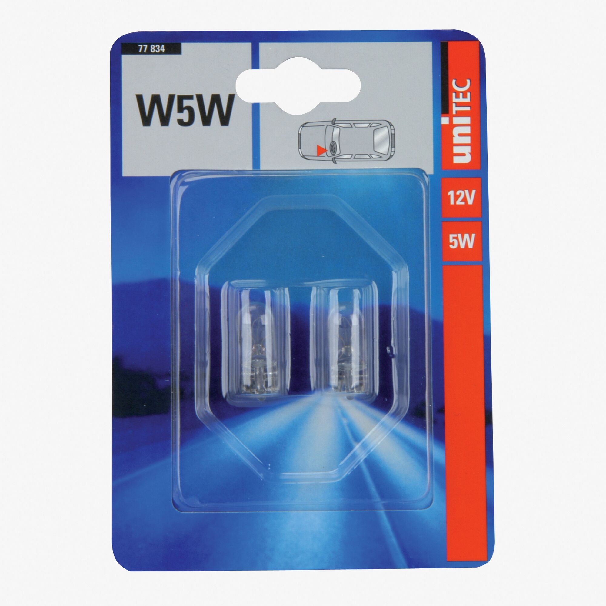 Zwei W5W Glassockellampen in Blisterpackung