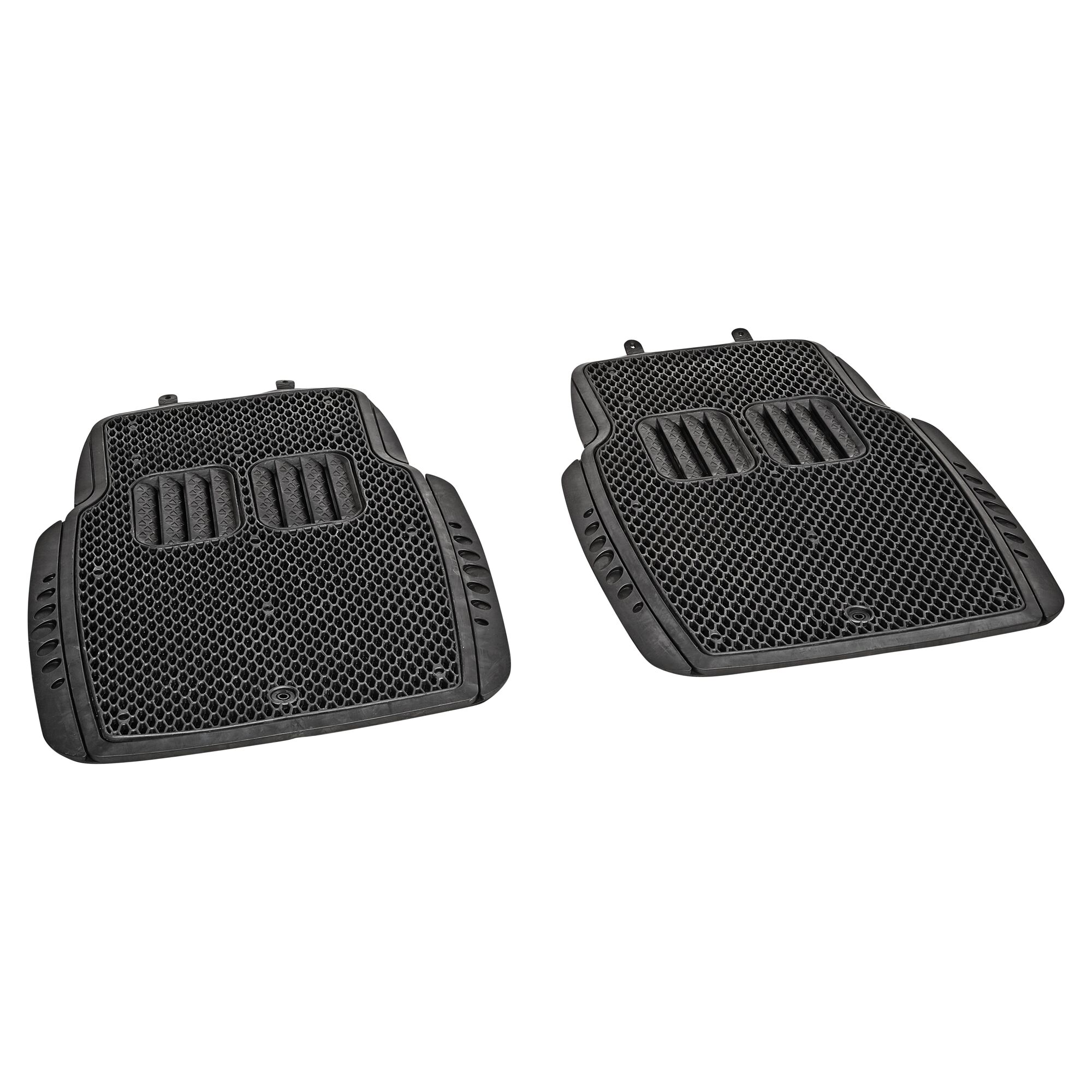 Zwei schwarze Gummifußmatten