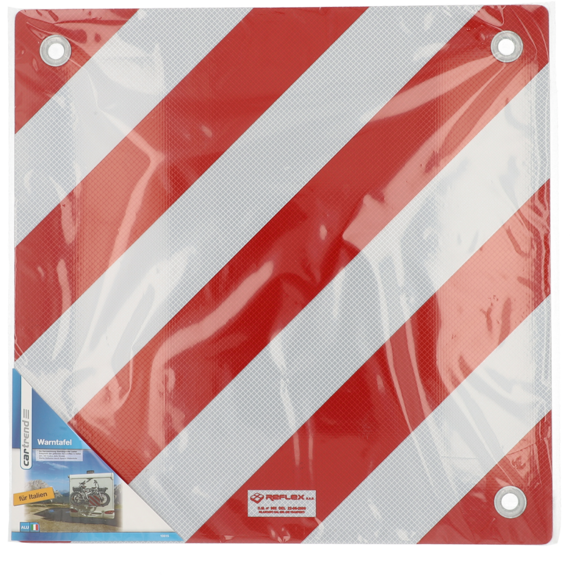 Warntafel für Italien rot/weiß Metall 50 x 50 cm