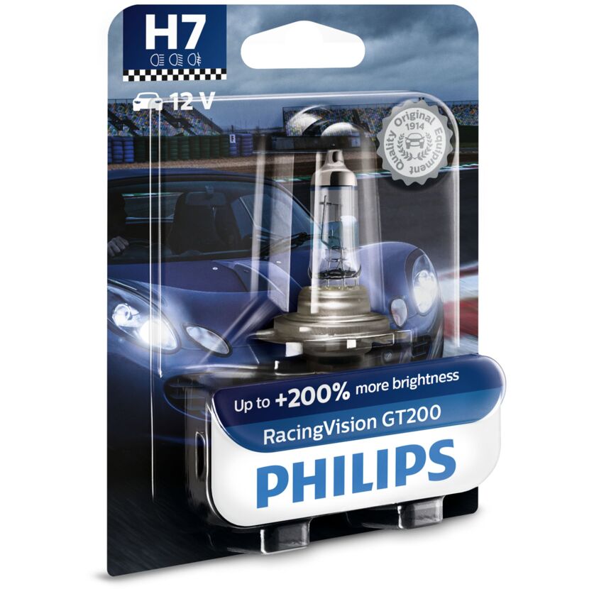 Philips RacingVision GT200 H7 Scheinwerferlampe in Blisterverpackung.