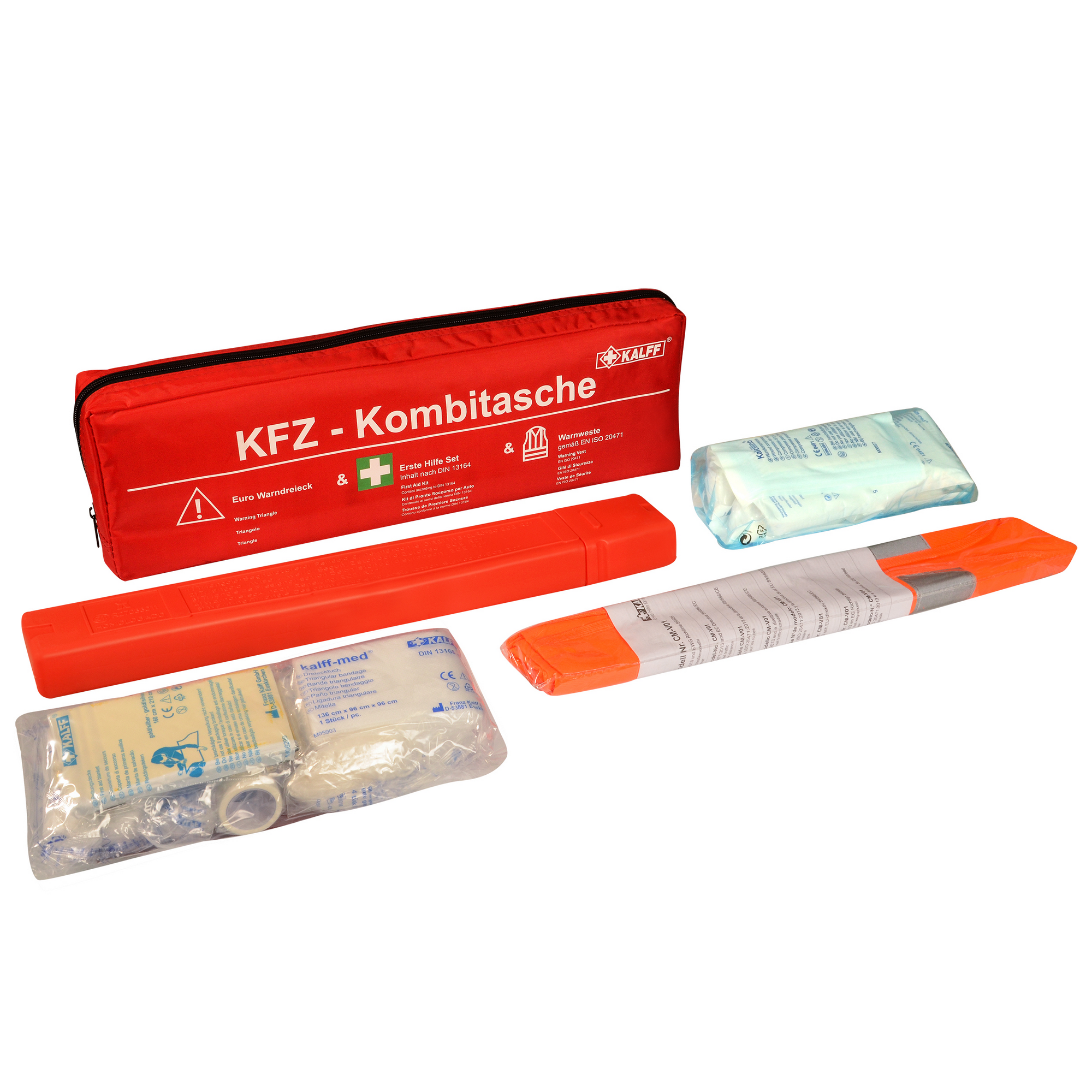 PKW KFZ Kombitasche Warndreieck Warnweste Verbandskasten 3 in 1